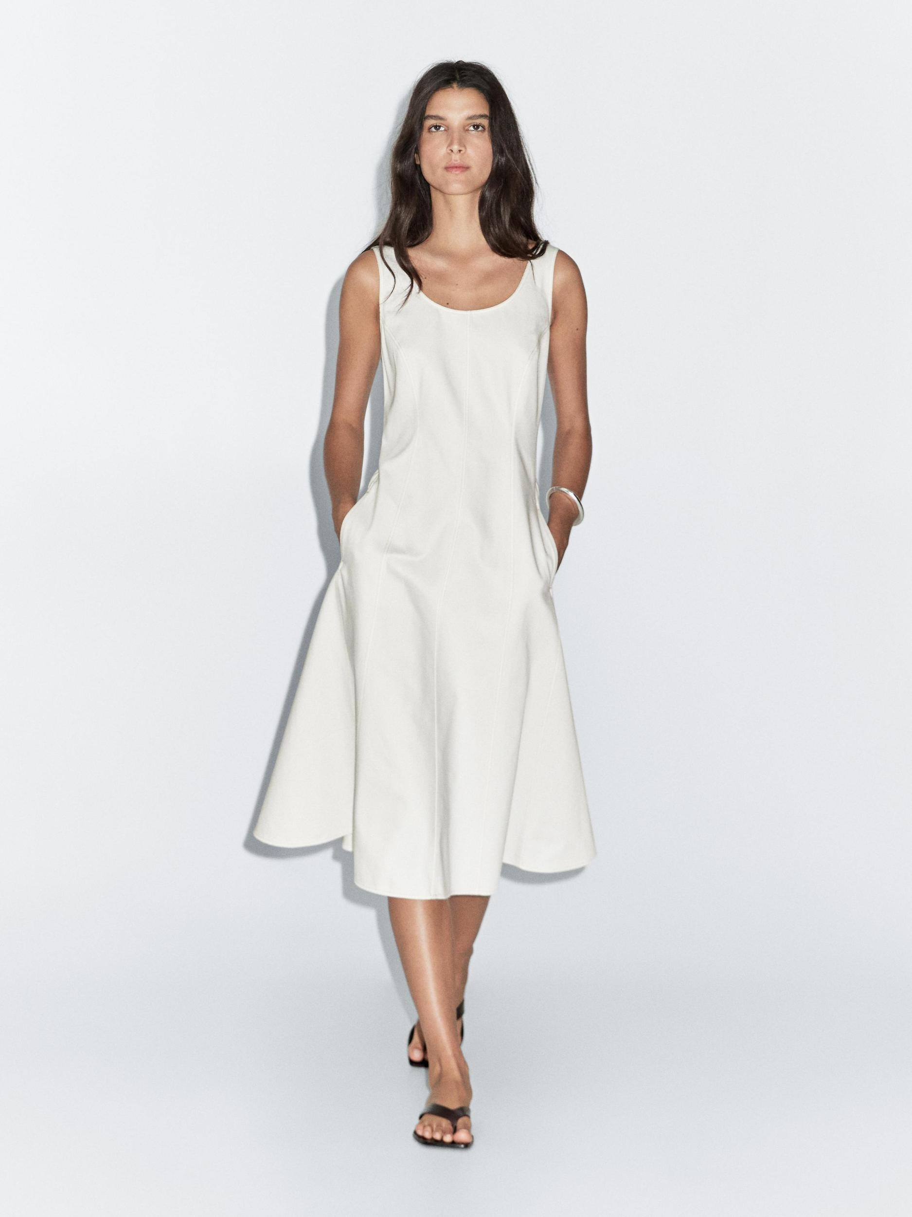 100% cotton denim midi dress Product Image