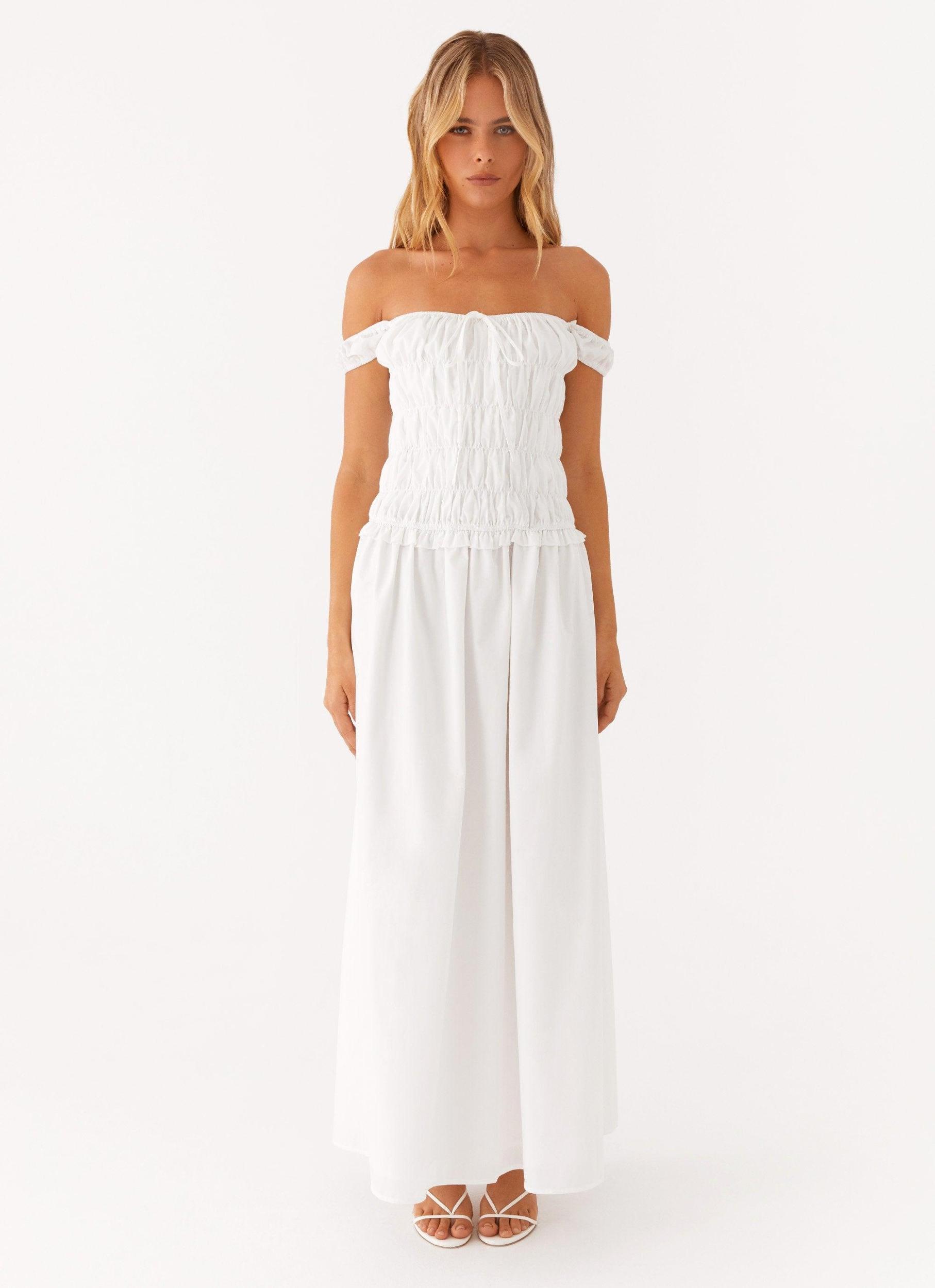 Countryside Off Shoulder Maxi Dress - Ivory Product Image