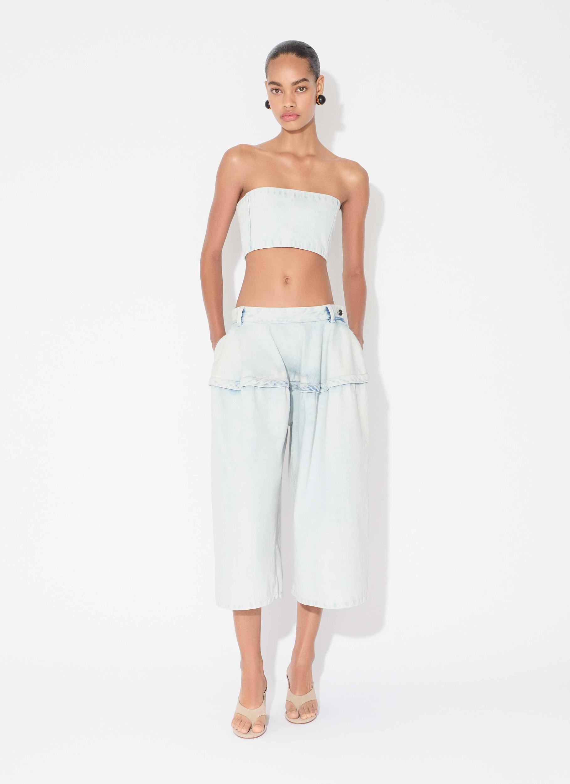 LIGHT BLUE DENIM BUSTIER TOP Product Image