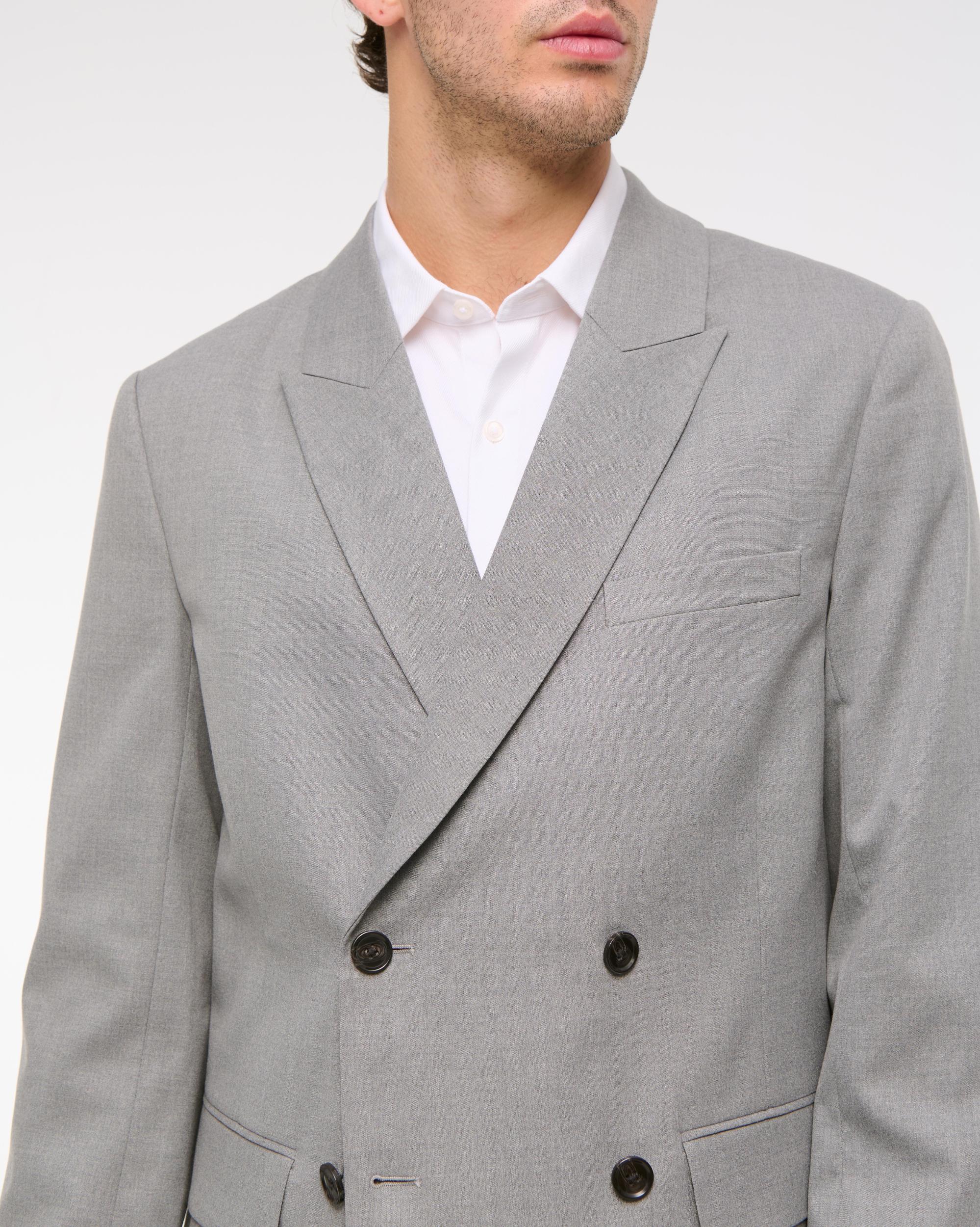 The A&F Collins Double-Breasted Cotton-Texture Blazer Product Image