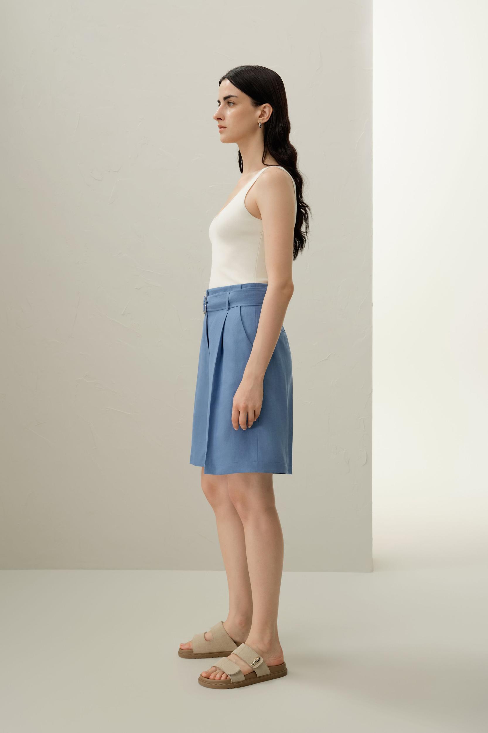 Silk Linen Belted Short Product Image