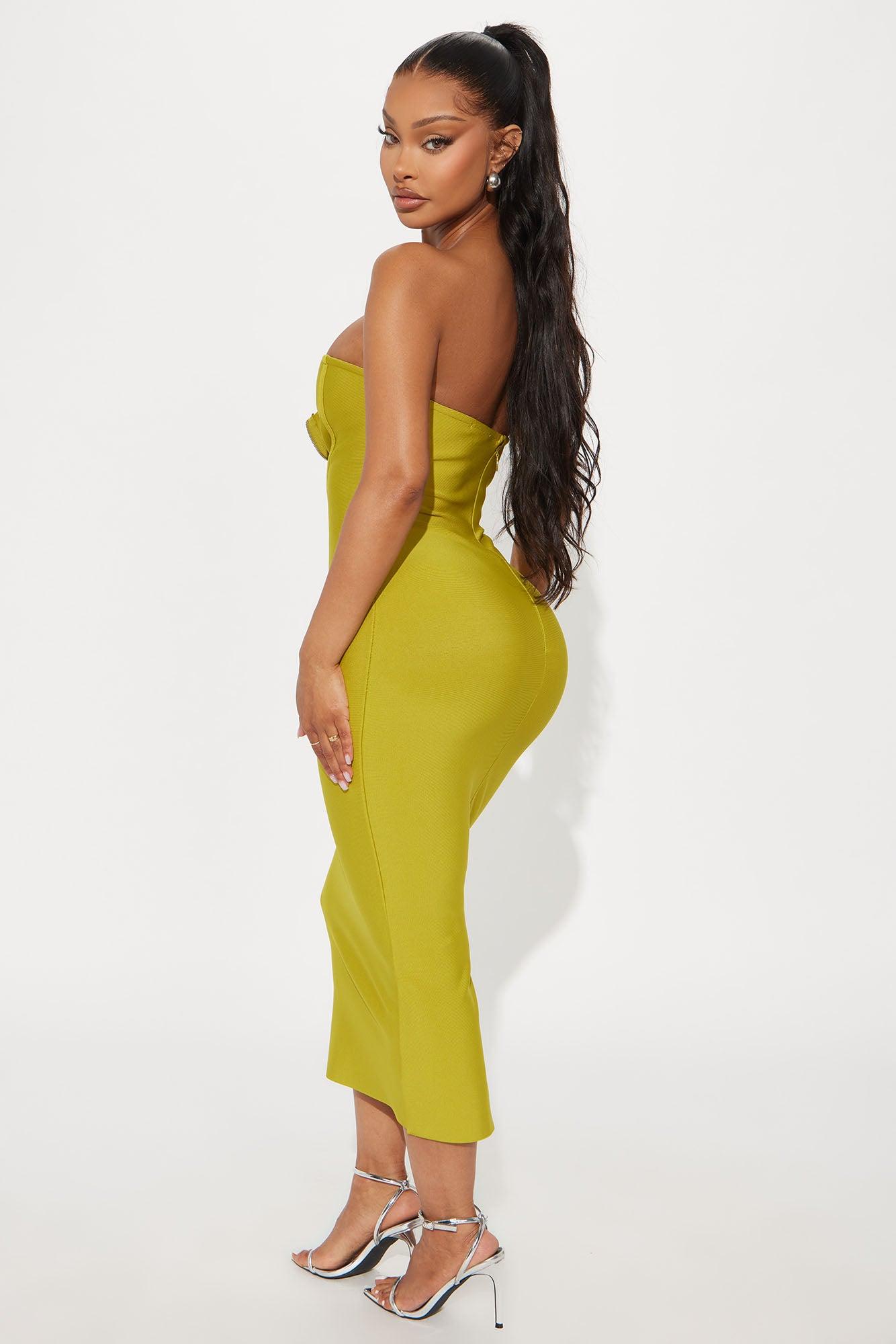Zora Bandage Multi Way Midi Dress - Chartreuse Product Image