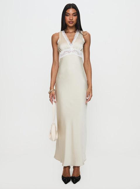 Persefonie Lace Maxi Dress Champagne Product Image