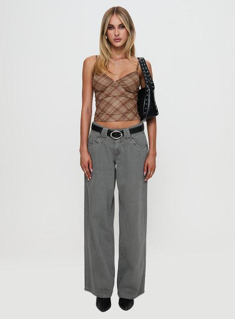 West Side Mid Rise Wide Leg Jeans Grey Wash Product Image