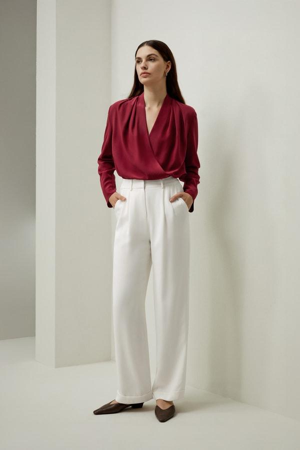 Silk Crêpe de Chine Long Sleeve Blouse Product Image