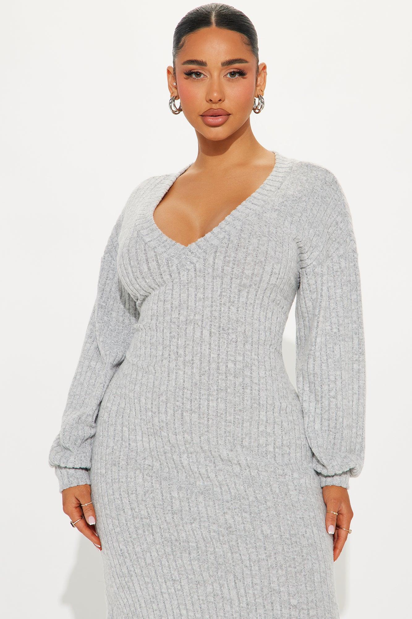 Serenity Ribbed Maxi Dress - Heather Grey Product Image