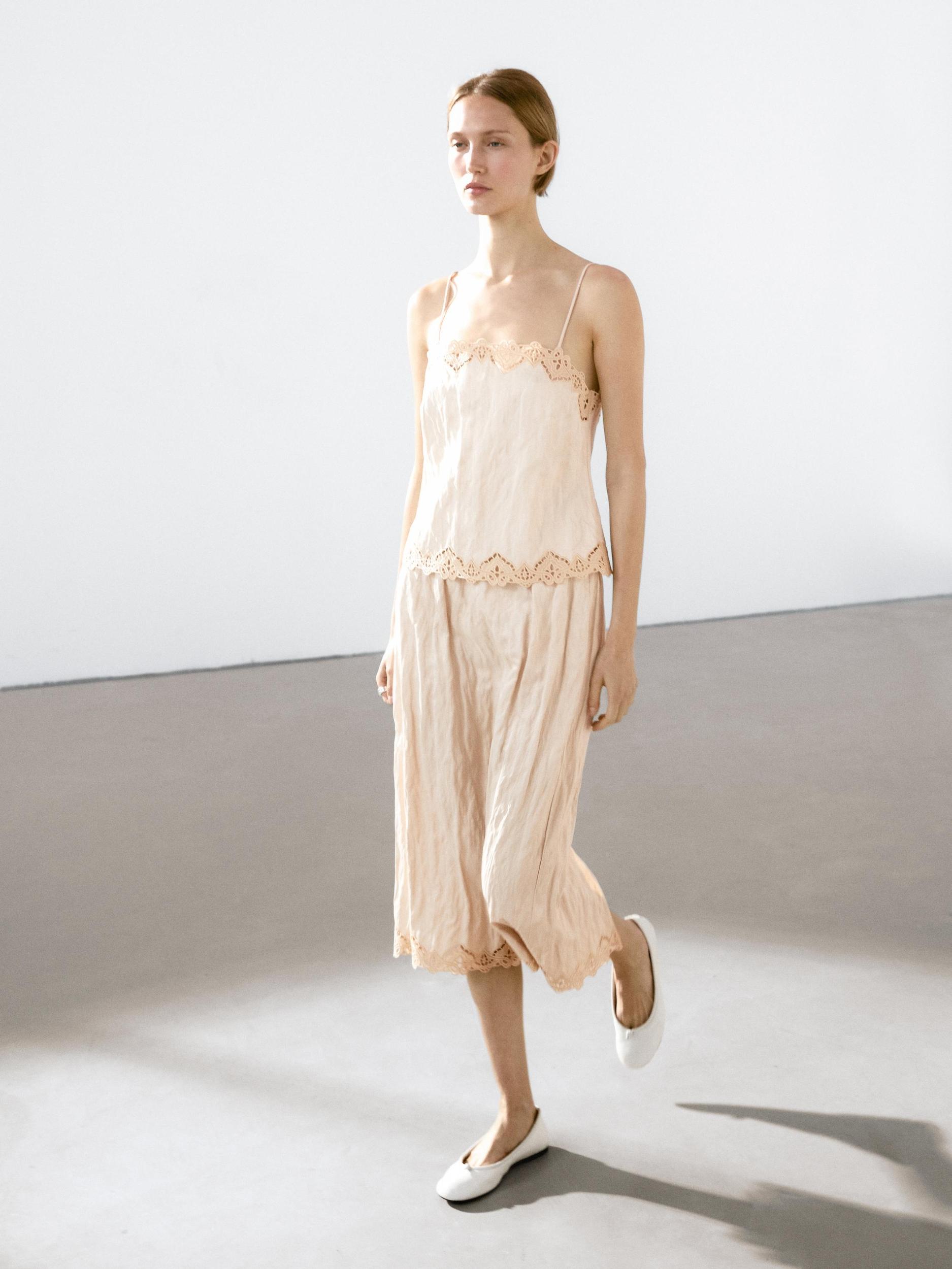 Flowing top with blonde lace detail Product Image