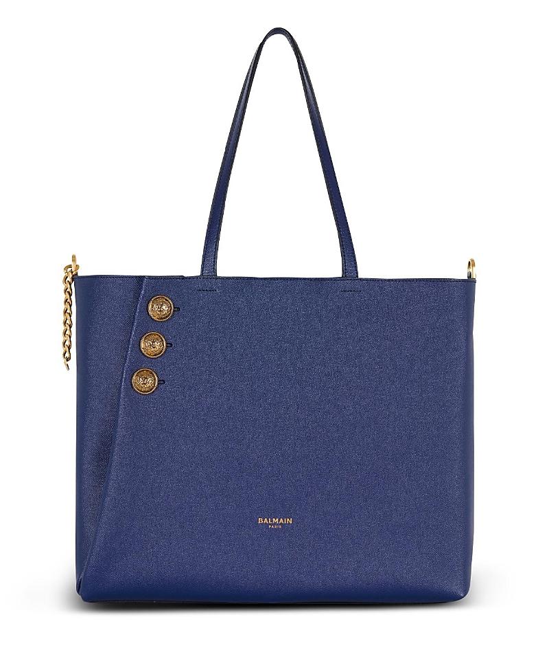 Balmain Womens Embleme Grained Calfskin Tote Bag Product Image