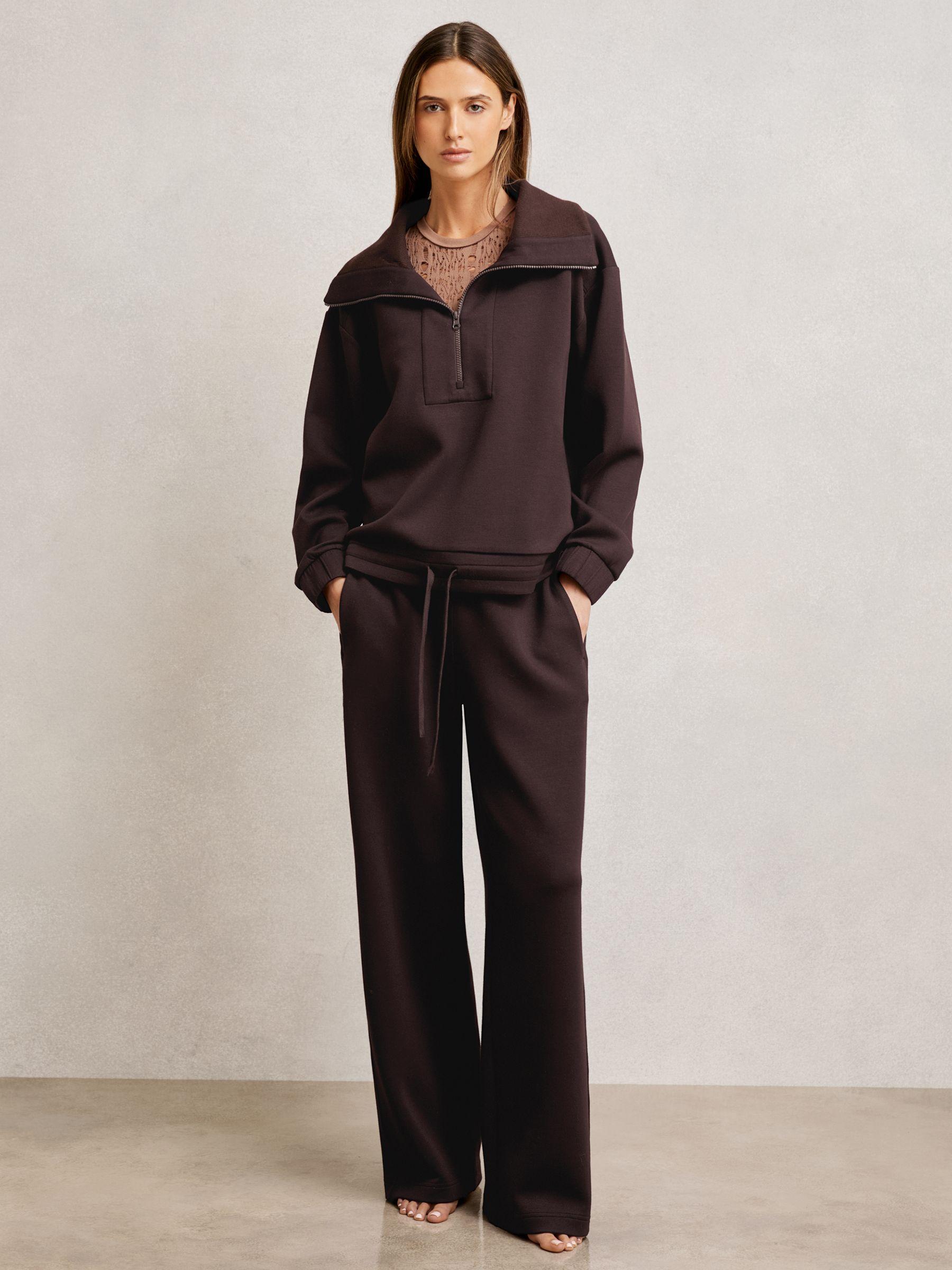 Interlock Half Zip Drawstring Hem Sweatshirt in Plum Product Image