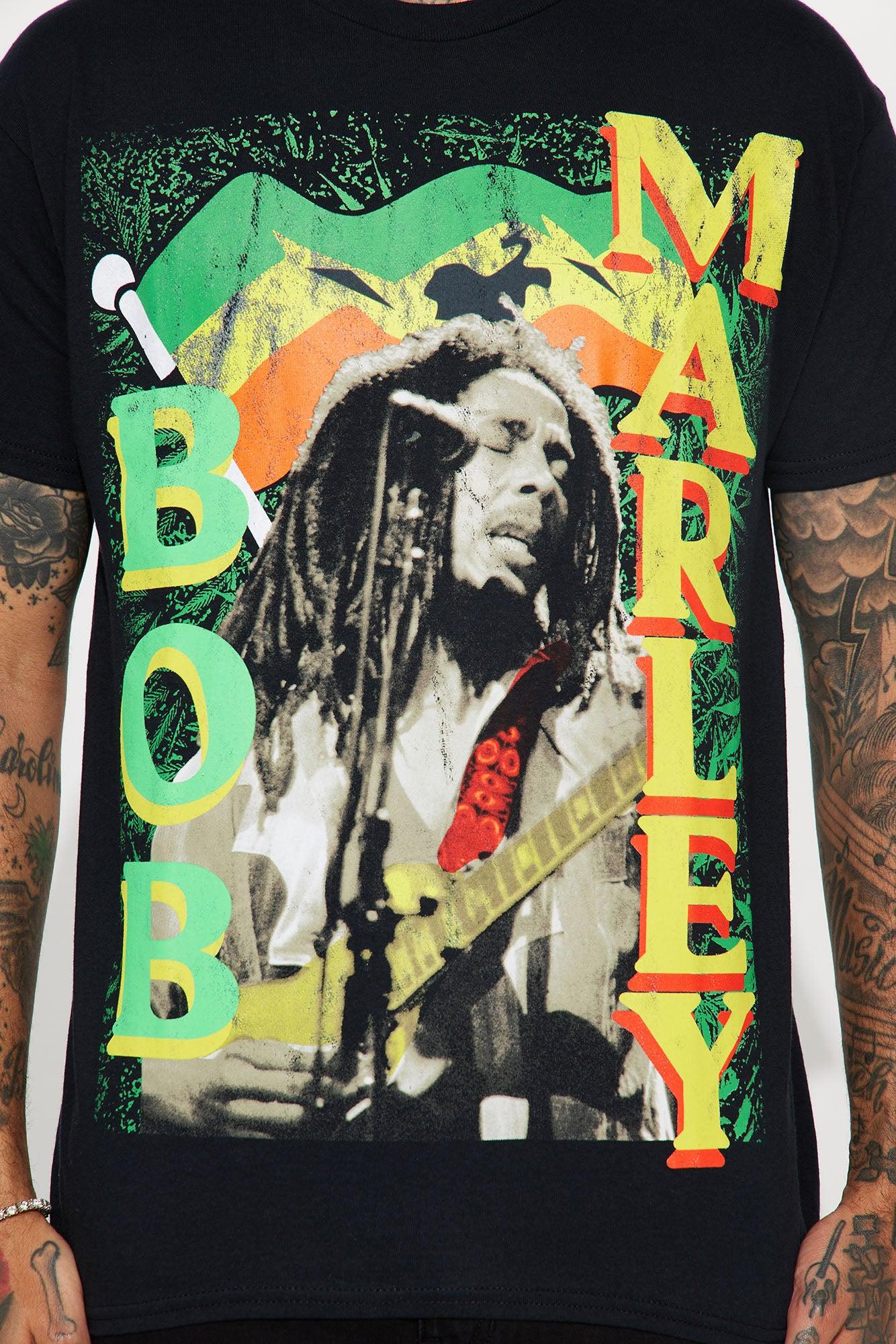 Bob Marley Rasta Flag Short Sleeve Tee - Black Product Image