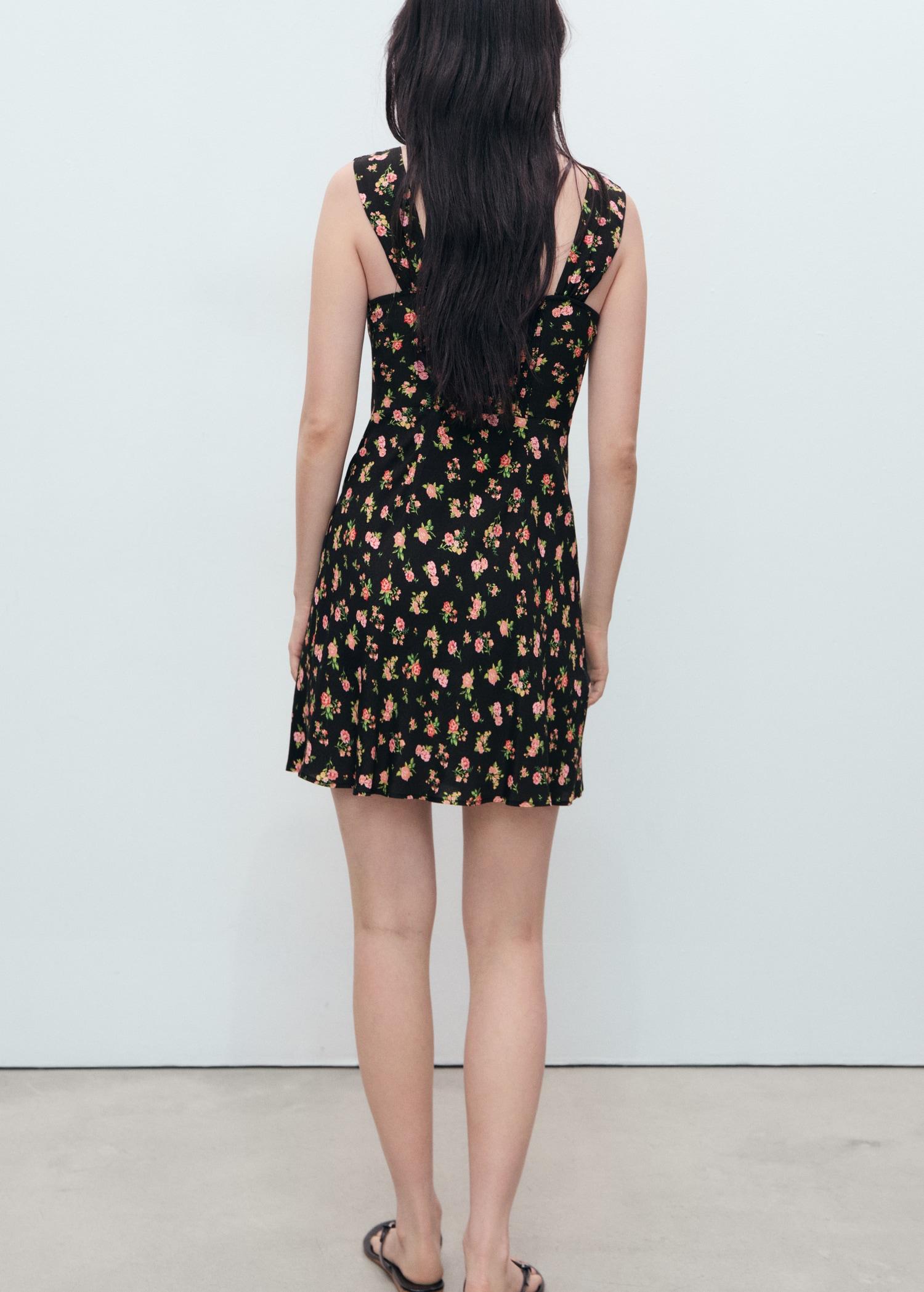 Short dress with ruched neckline - Women | MANGO USA Product Image