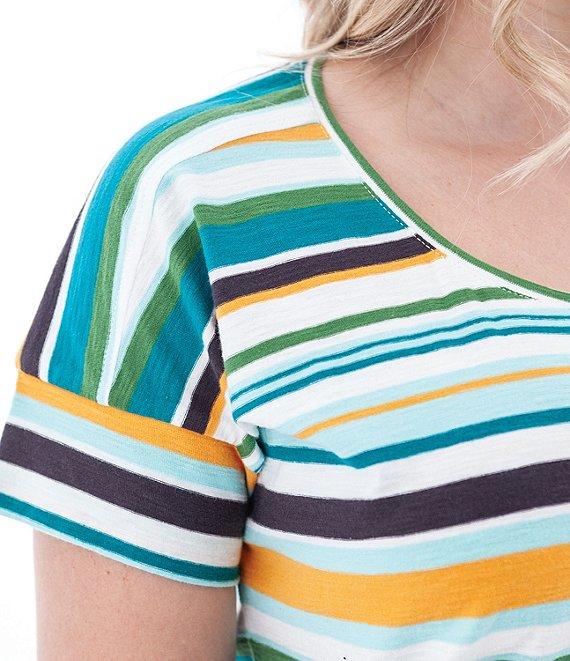 Aventura Summerville Organic Cotton Stripe Print Scoop Neck Drop Shoulder Sleeve Top Product Image