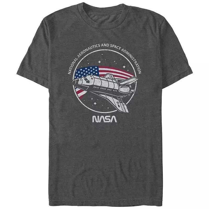 Men's Nasa USA Flag Stamp Graphic Tee, Size: Small, Grey Heather Product Image