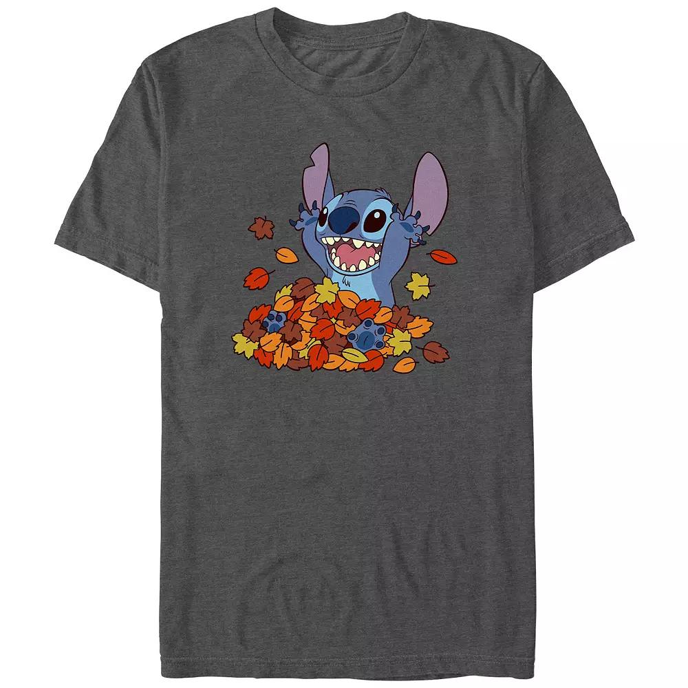 Disney's Lilo & Stitch Leaf Pile Fun Stitch Men's Graphic Tee,  Product Image