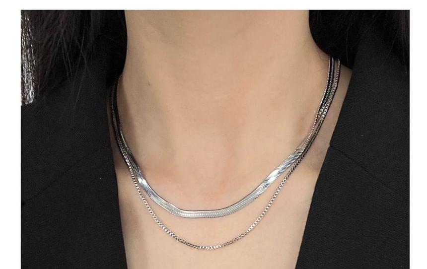 Metallic Layered Snakebone Necklace Product Image