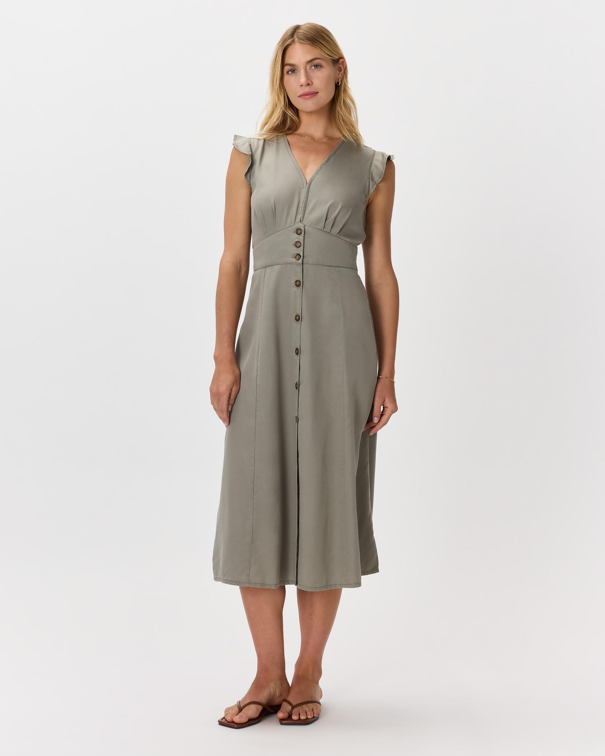 Quince | Women's Vintage Wash Tencel Button Front Midi Dress Product Image