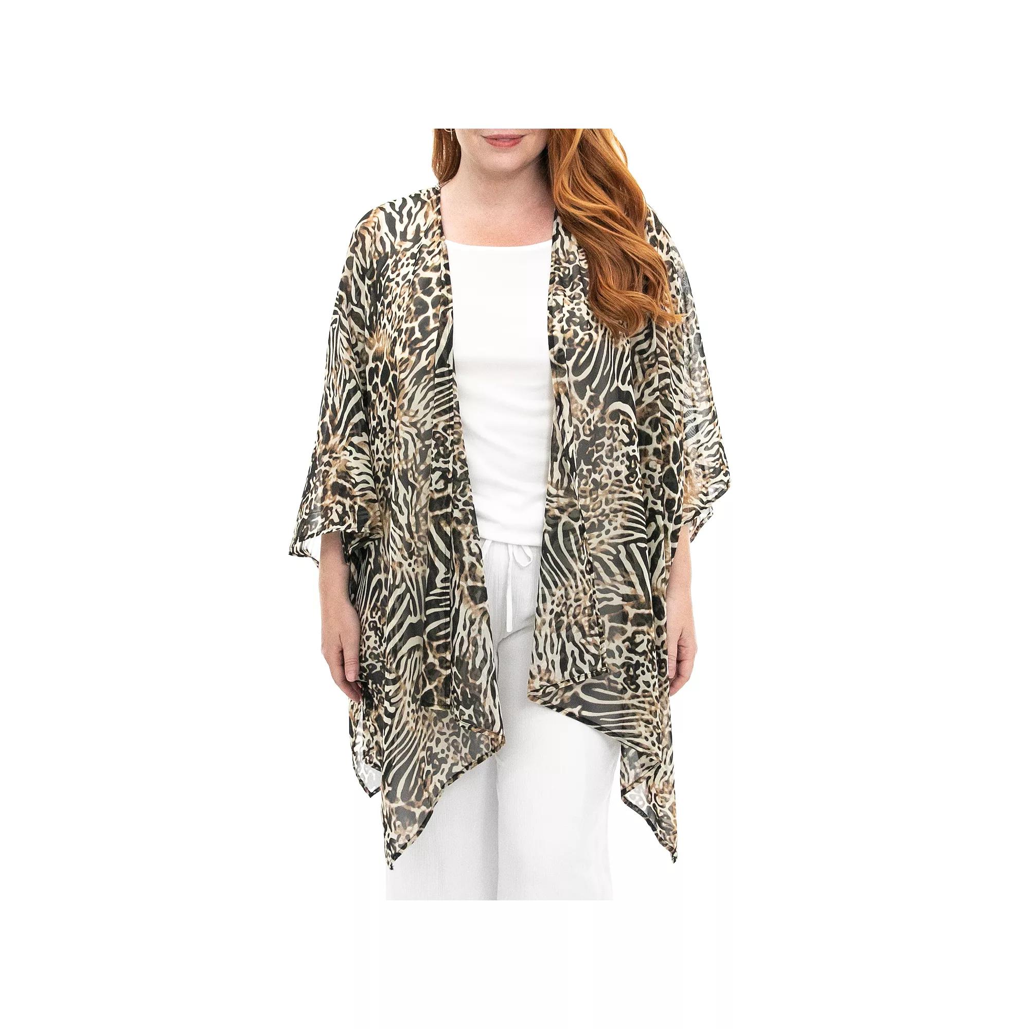 Women's Nina Leonard Floral Open-Front Kimono, Neutral Team Product Image
