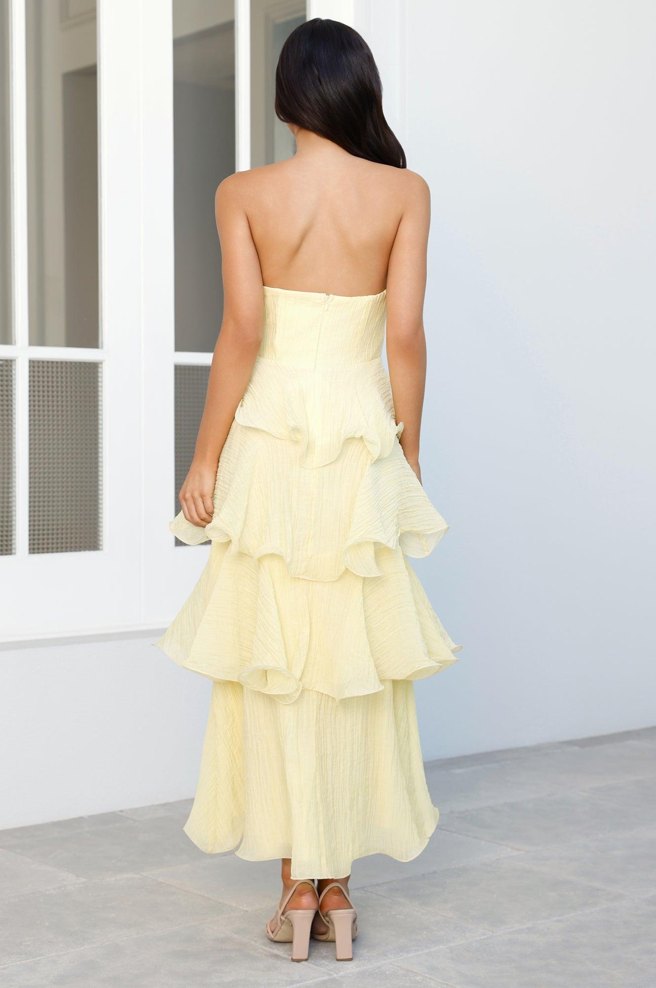 Wedding Adventure Strapless Maxi Dress Yellow Product Image