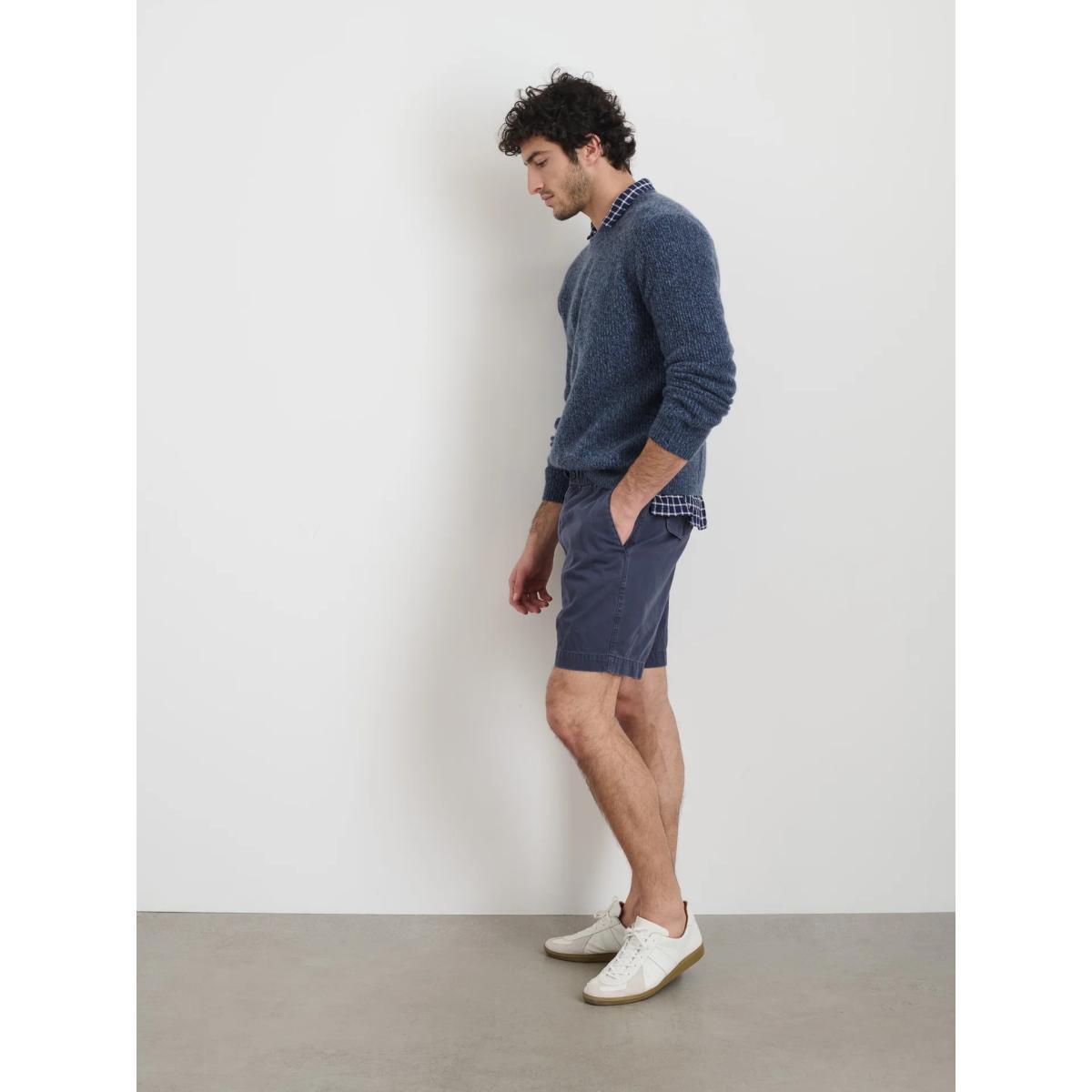 Pull On Short In Cotton Herringbone Navy Product Image