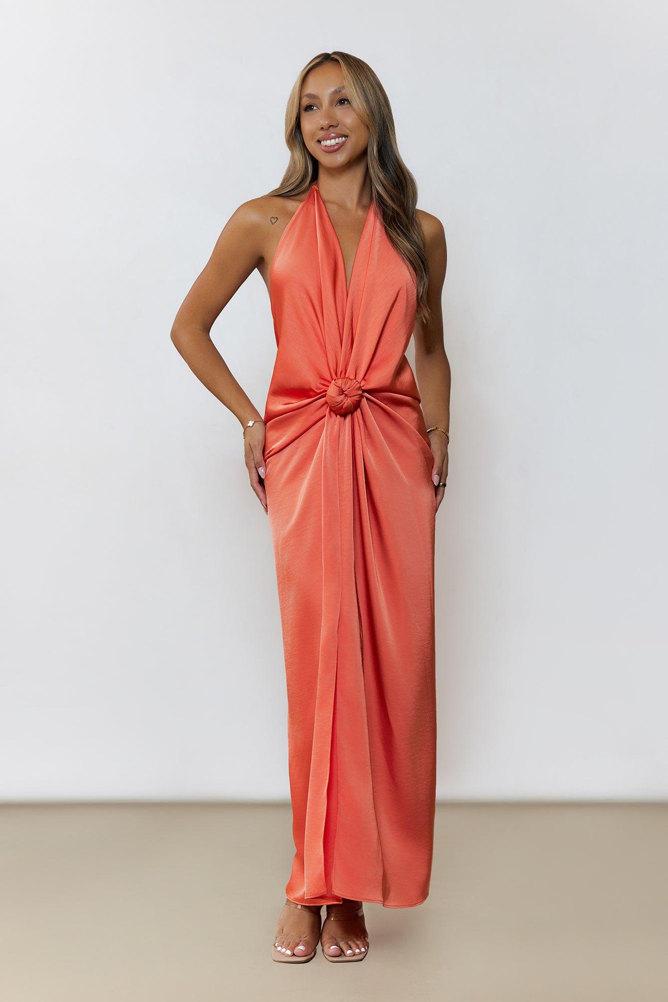 Through My Soul Halter Maxi Dress Orange Product Image