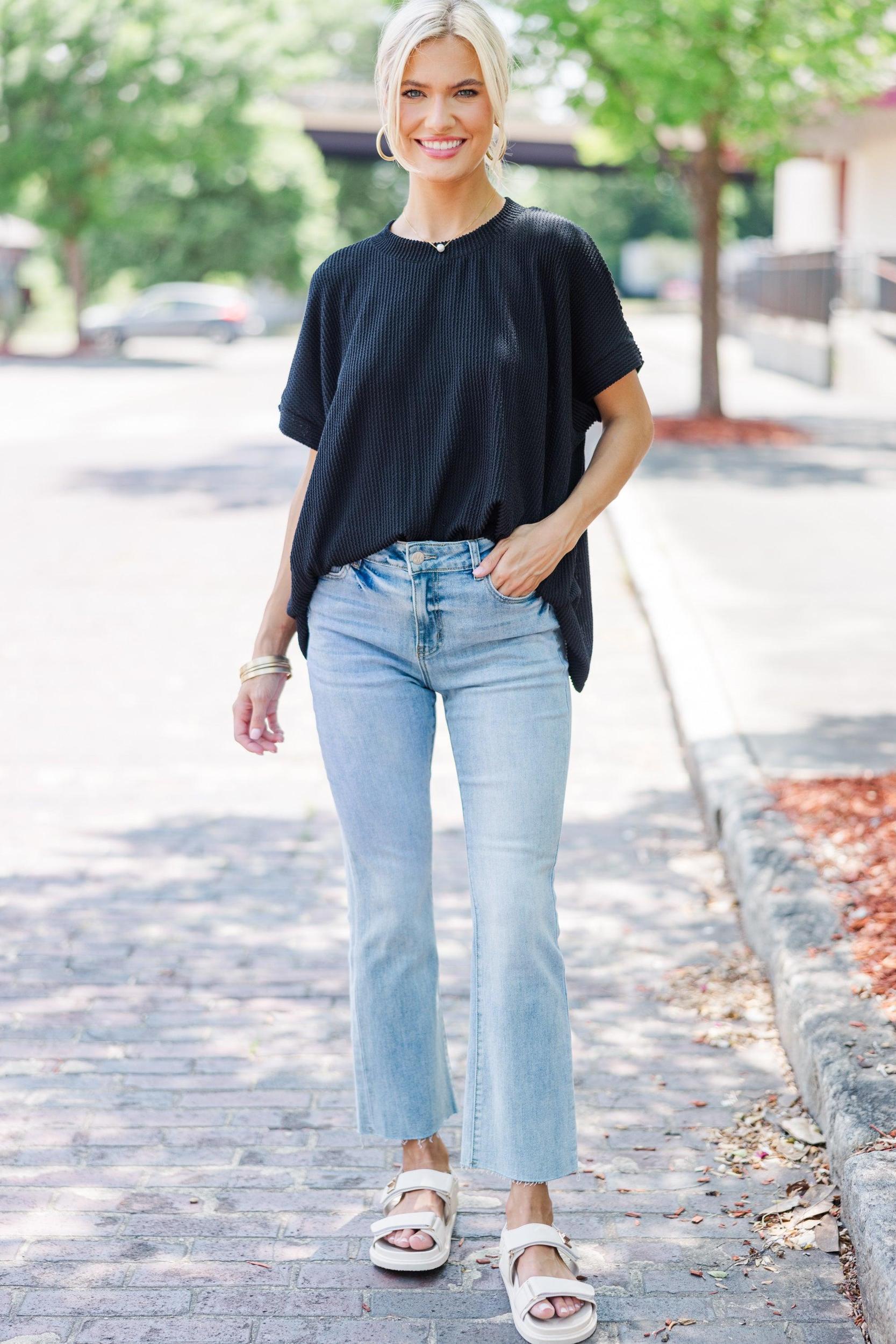 Catch On Black Ribbed Top Female Product Image