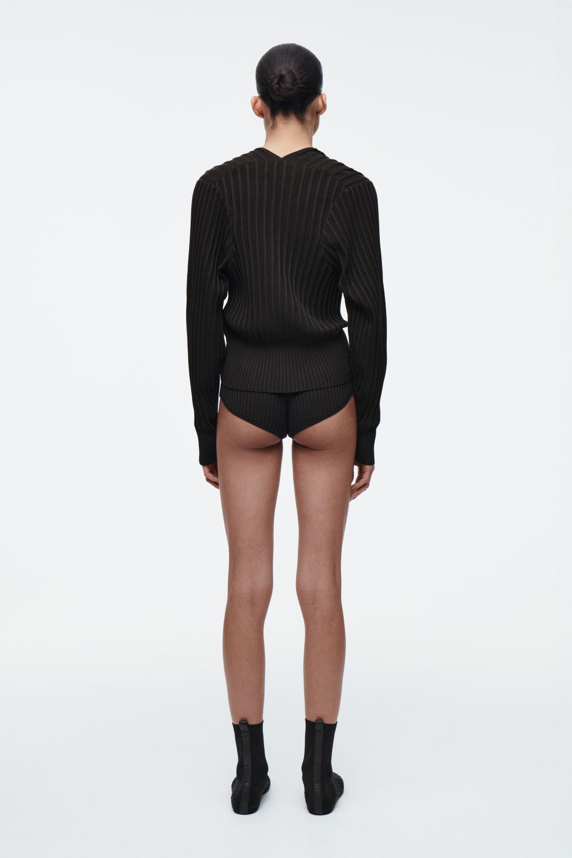 RIB-KNIT SILK MICRO SHORTS Product Image