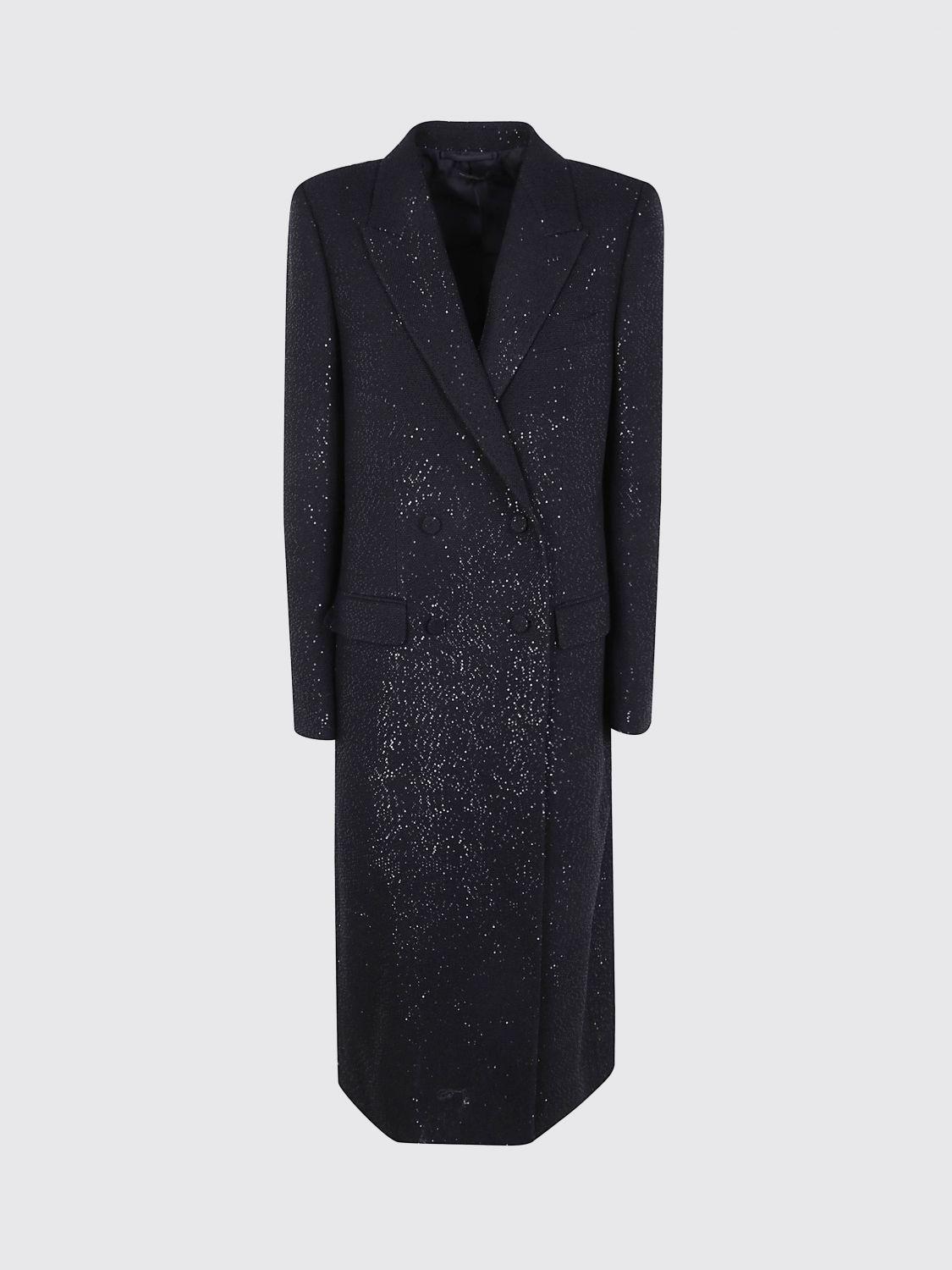 TOM FORD Sequined Wool Blend Crepe Double Breasted Coat In Black Product Image