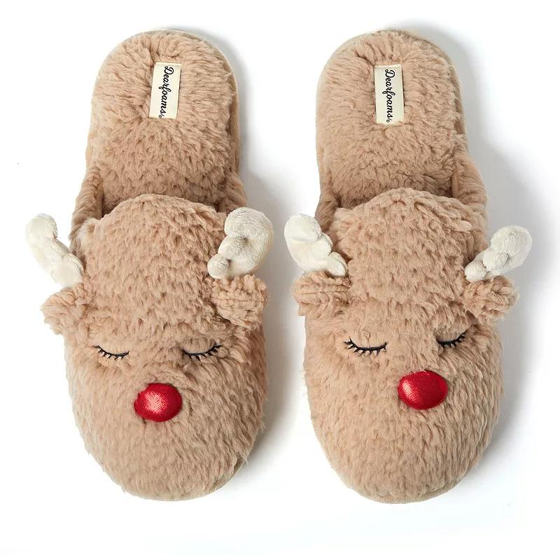 Dearfoams Reindeer Mens Scuff Slippers Product Image