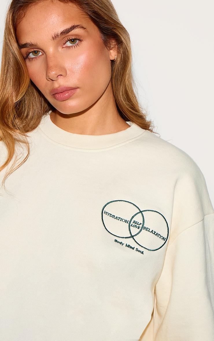  Cream Circle Wellness Premium Print Oversized Sweatshirt Product Image