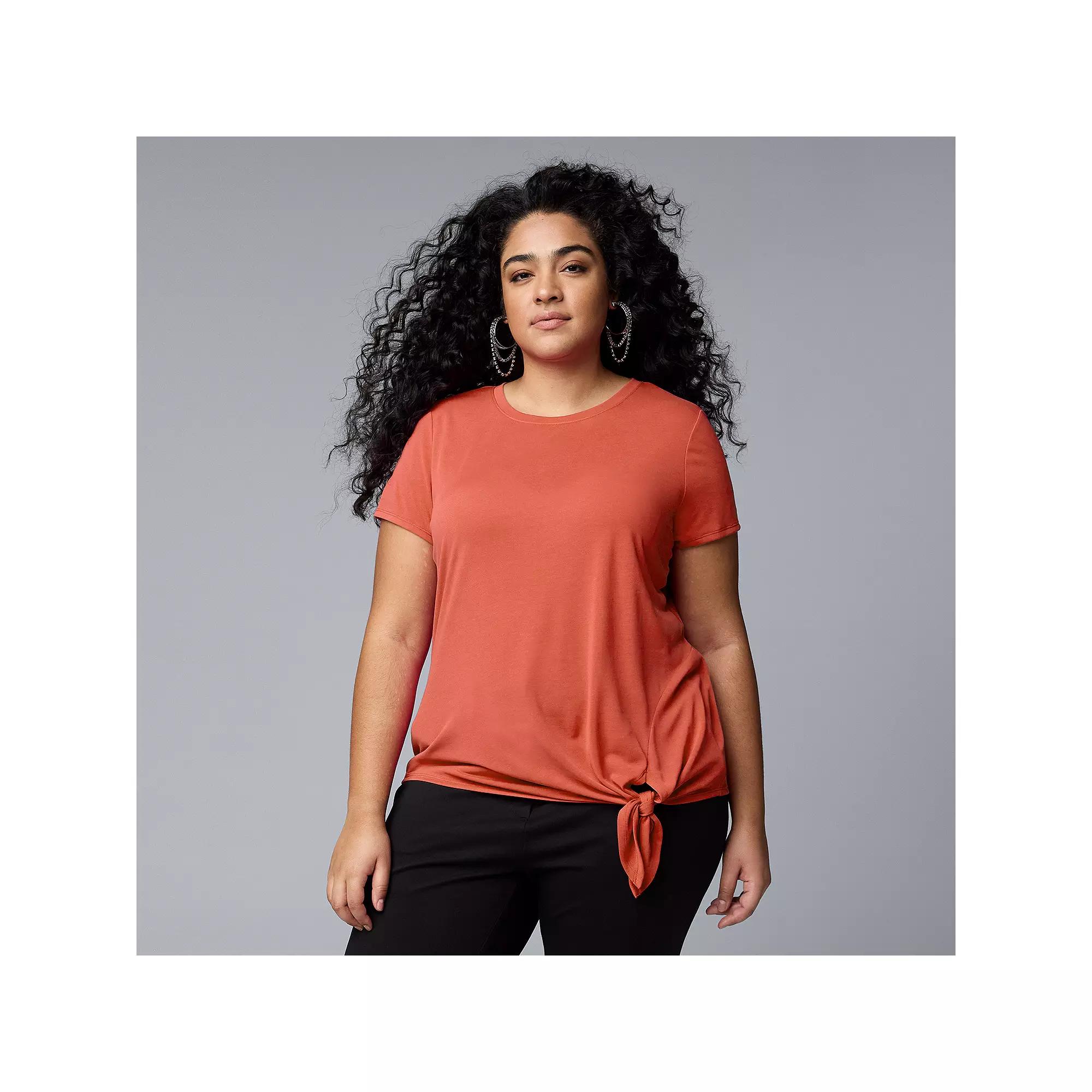 Plus Size Simply Vera Vera Wang Side Tie Tee, Women's, Size: 0X, Vera Pink Product Image