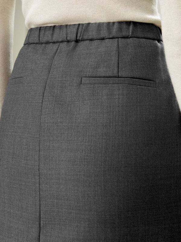 LILYSILK Wool Skirt - Female - Black Silk and Wool - Delicate Elastic Back Waist Skirt 6 Product Image