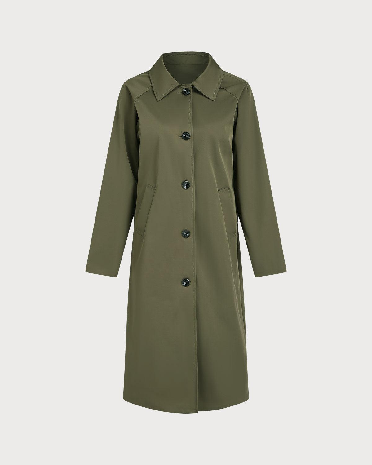 Green Contrasting Trench Coat Product Image