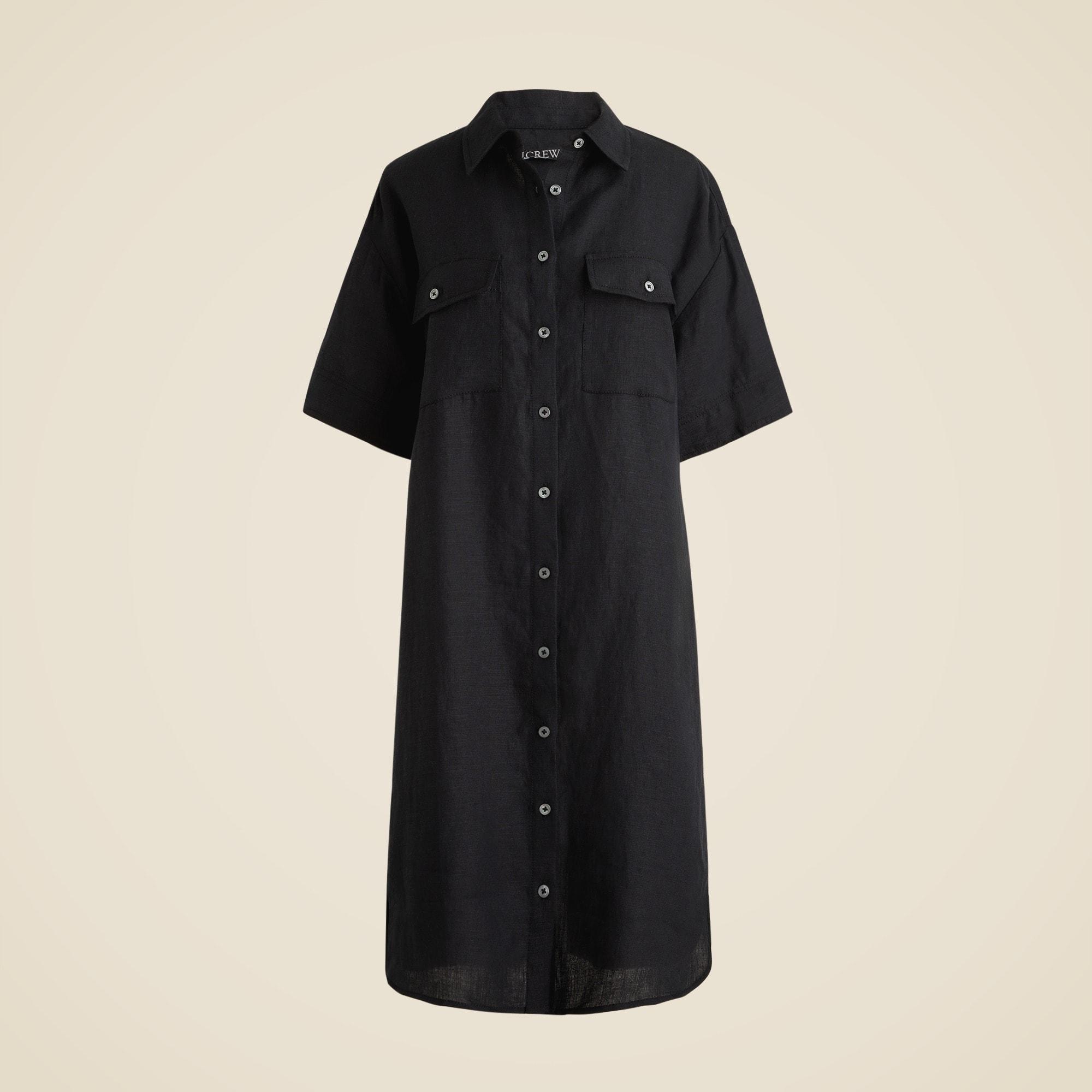Utility shirt-dress in linen Product Image