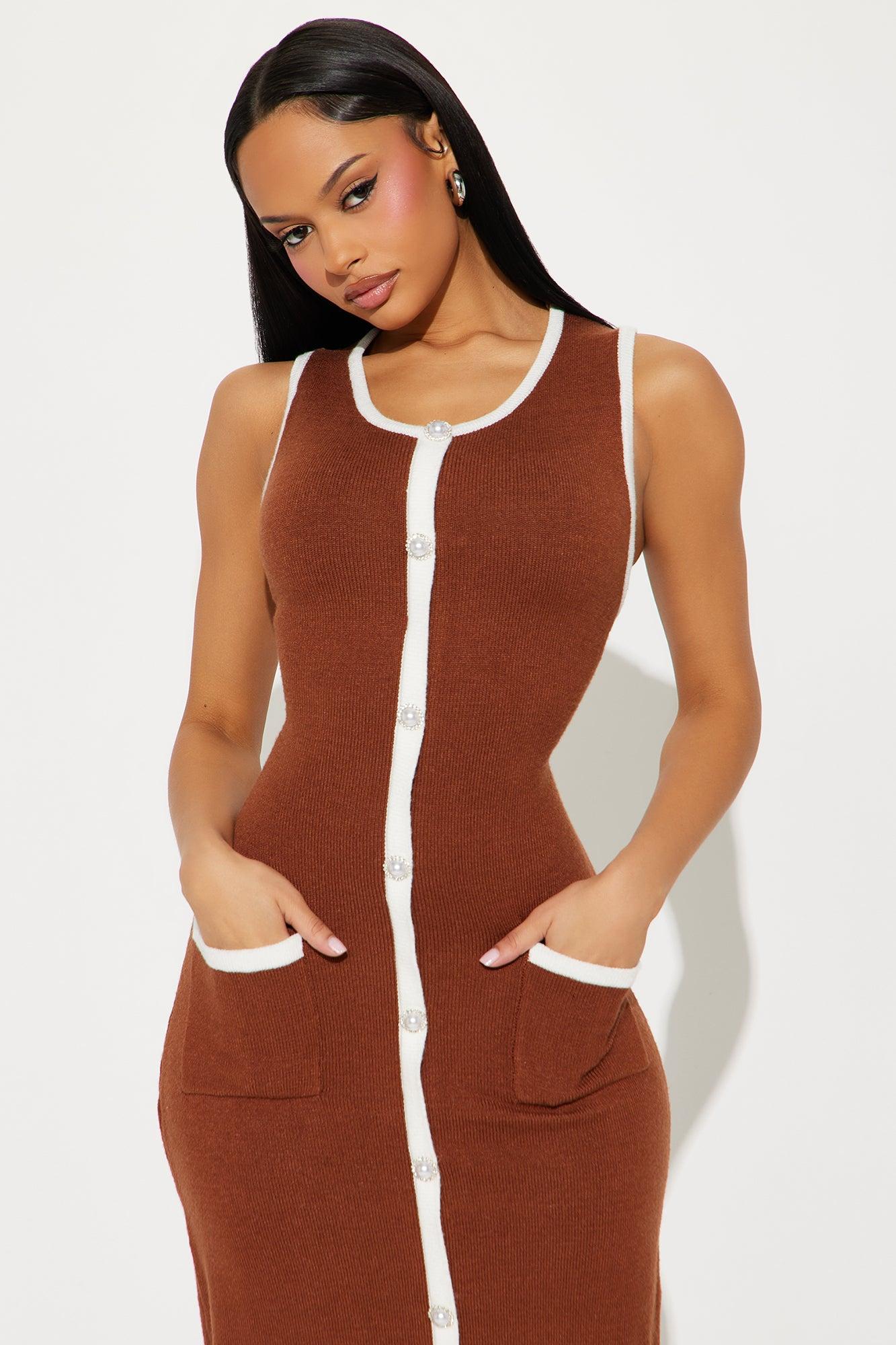 Lux Lifestyle Sweater Midi Dress - Mocha Product Image