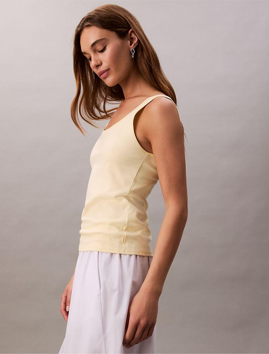 Calvin Klein Womens Liquid Cotton Scoop Tank Top - White Product Image