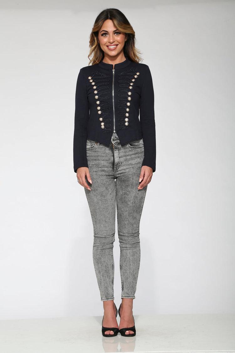 Navy Blue Military Jacket Product Image