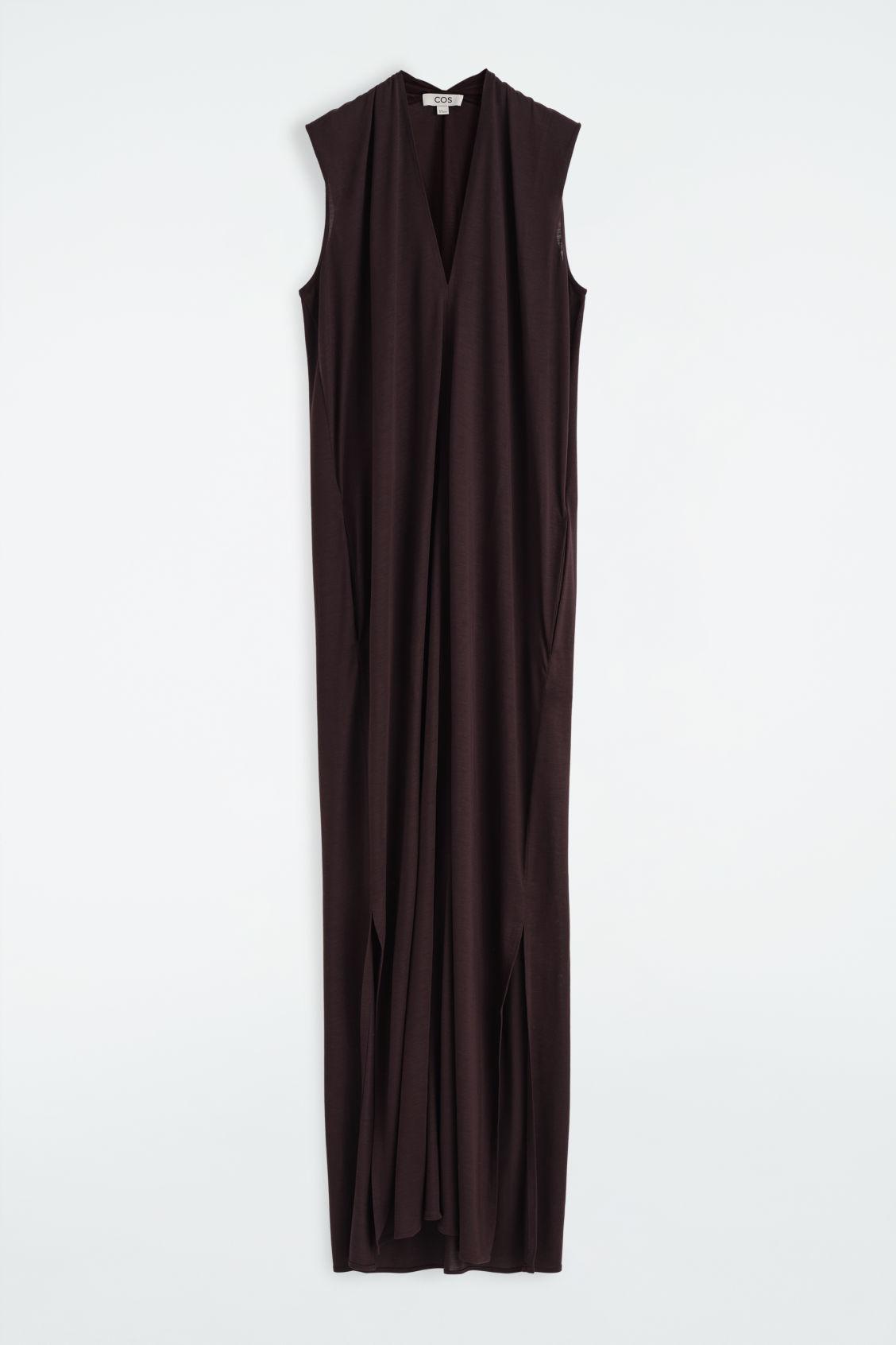 DRAPED V-NECK MAXI DRESS Product Image
