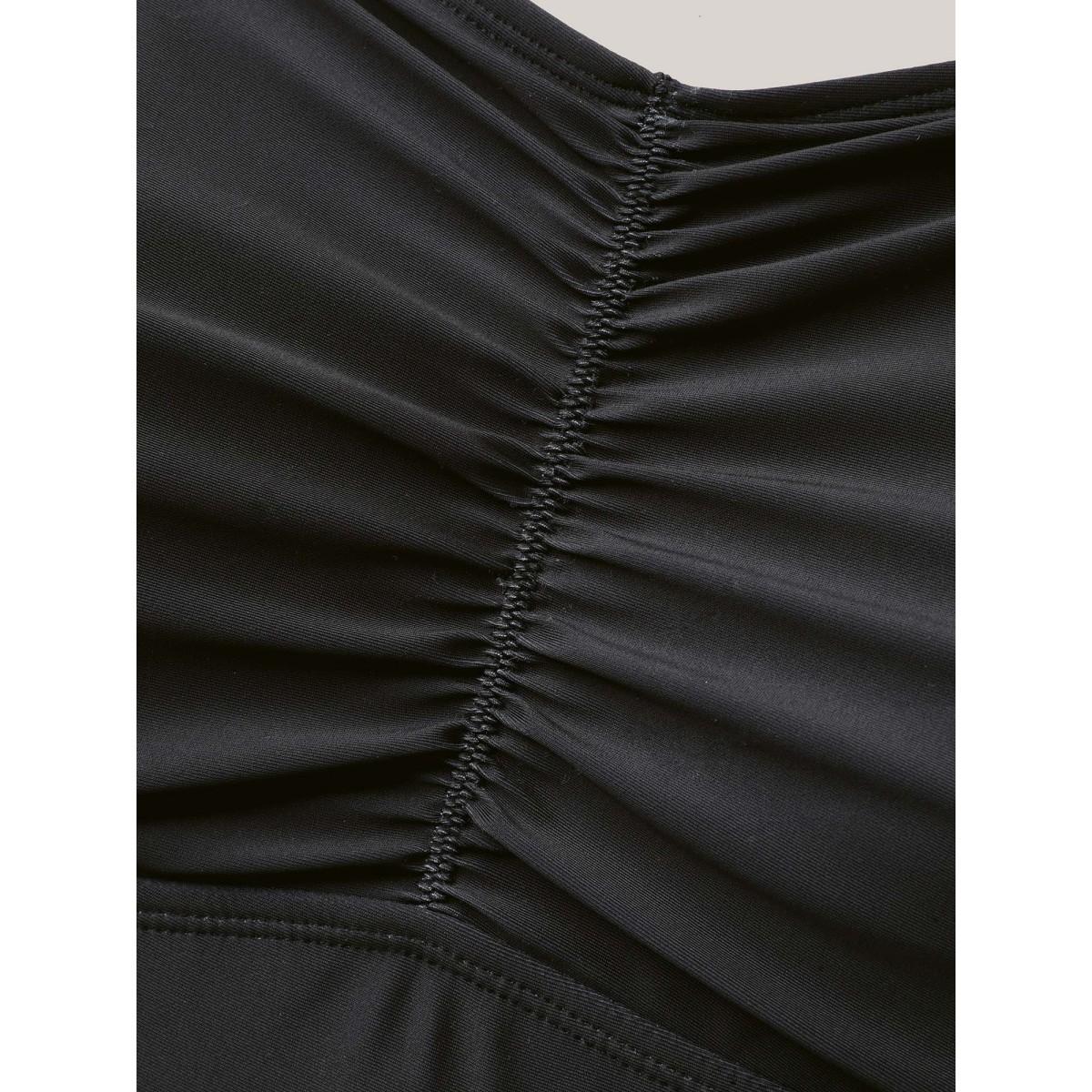 Plus Size Floral Pattern Sweetheart Neck One-Piece Swimsuit Women's Swimwear Black Beach Gathered Curve Bathing Suits High stretch One Pieces BloomChic 18-20/2X Product Image