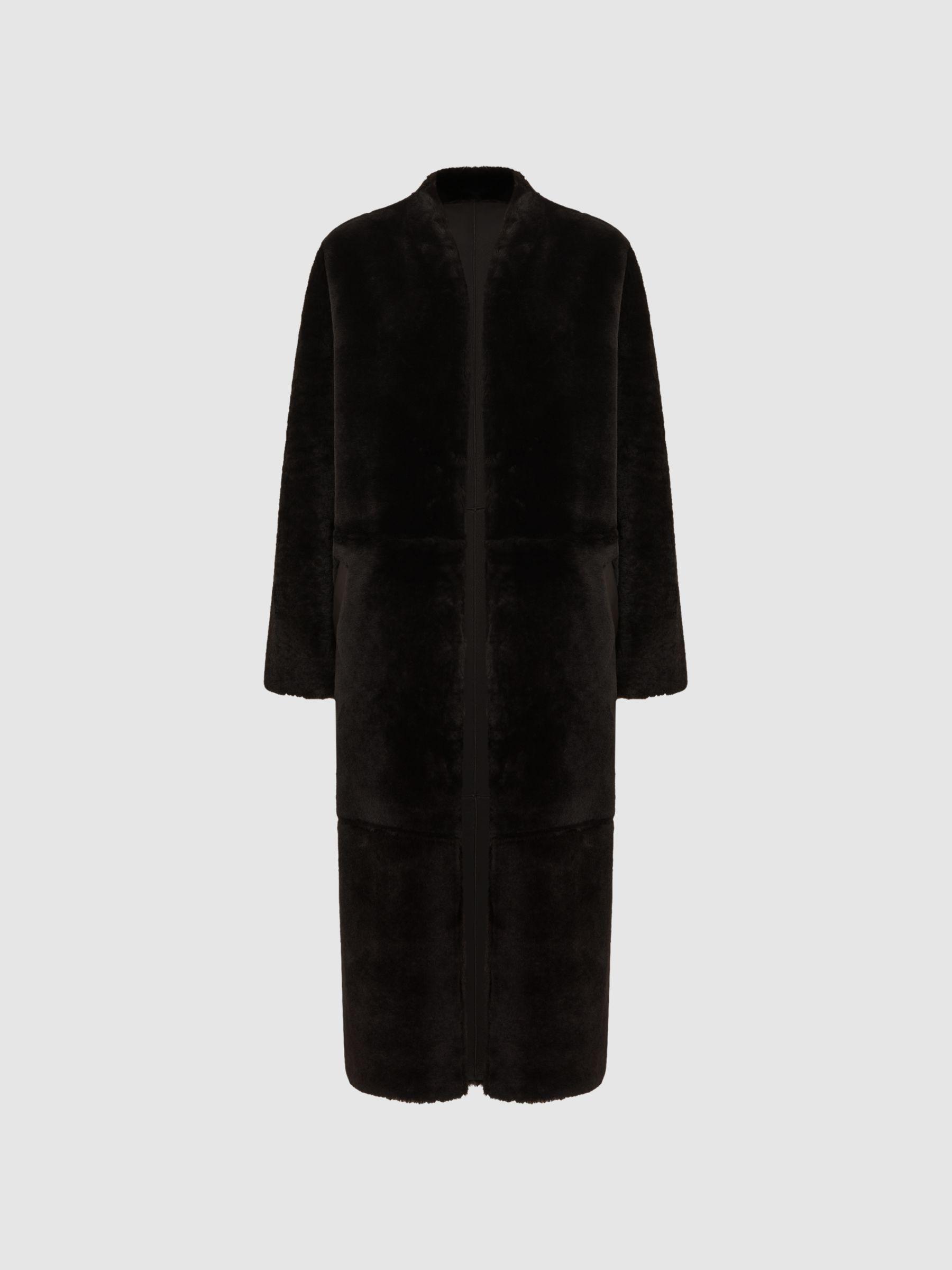 Reversible Leather Shearling Jacket in Chocolate Product Image