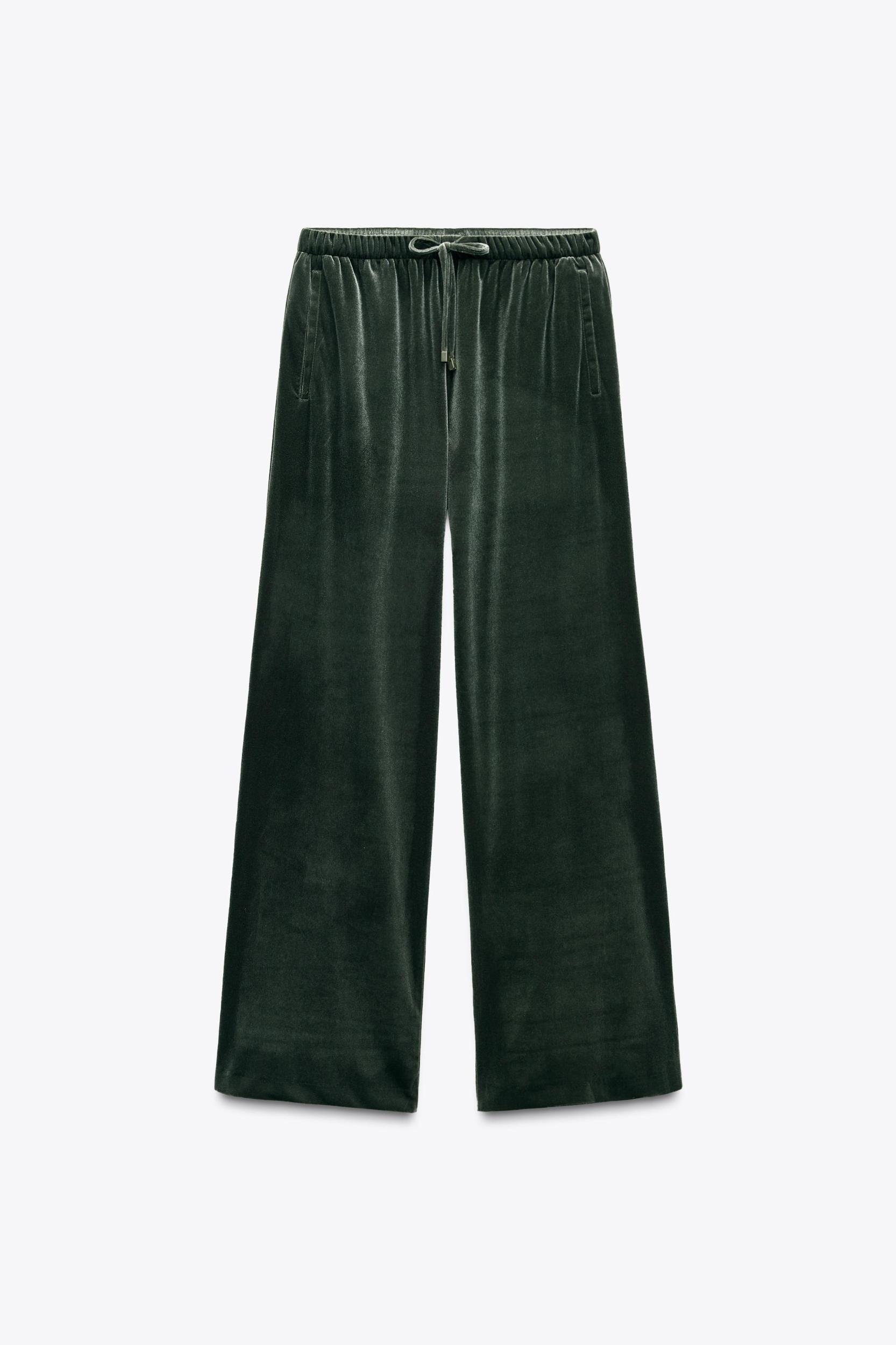 VELVET WIDE LEG PANTS Product Image