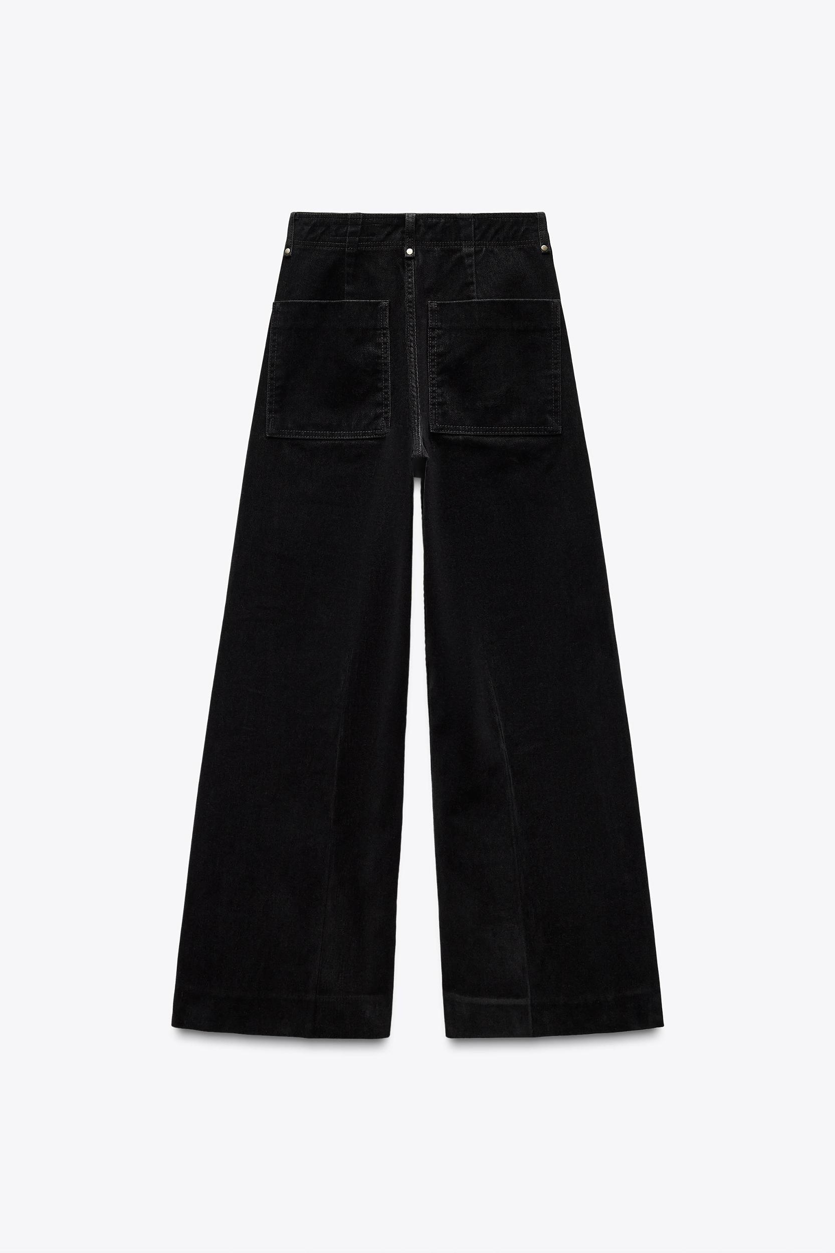 HIGH WAIST WIDE LEG FLOCKED JEANS ZW COLLECTION Product Image