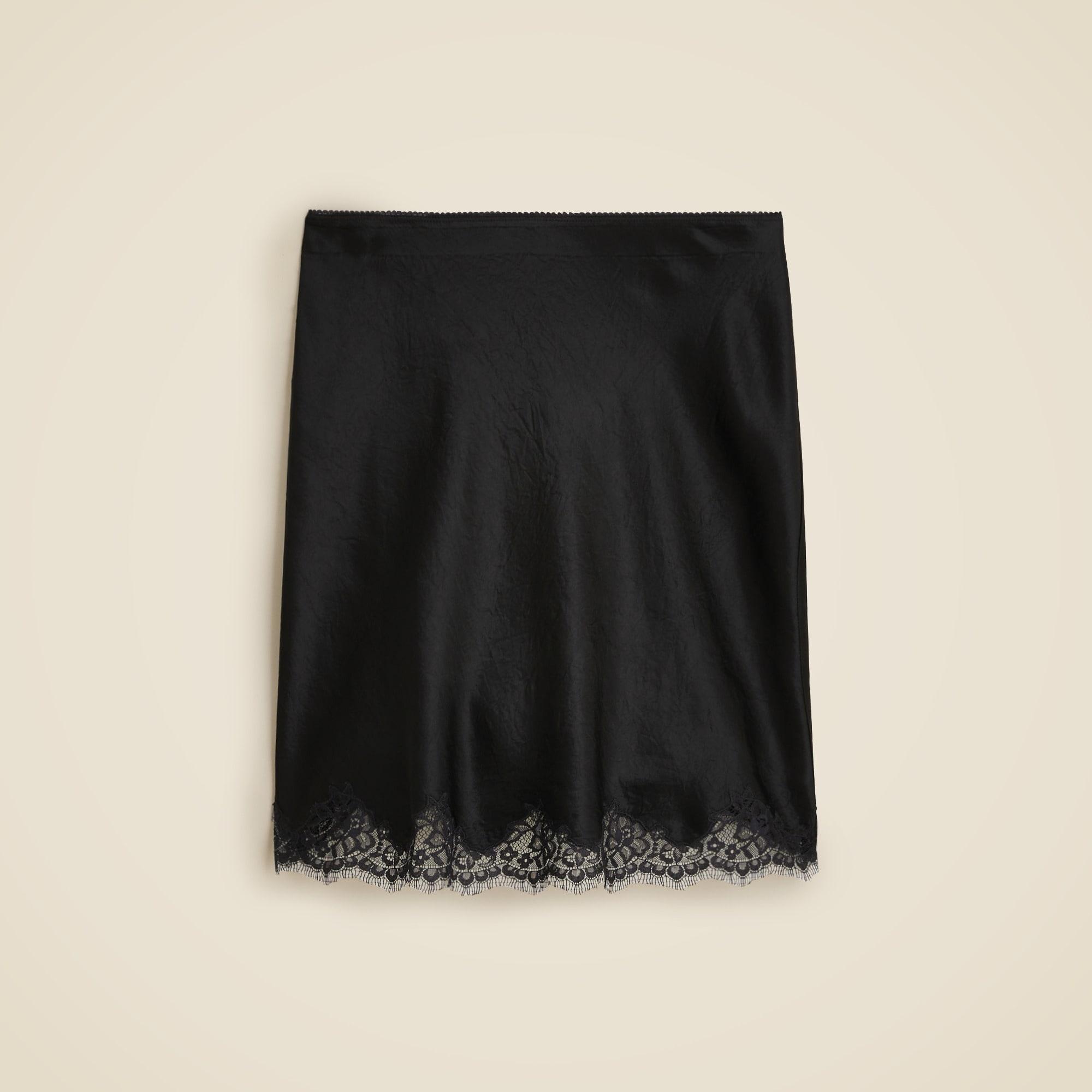 Gwen lace-trim slip skirt in textured satin Product Image