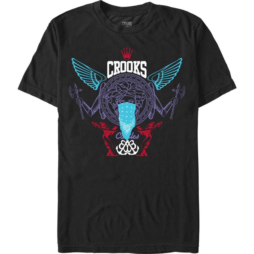 Men's Crooks & Castles Abstract Medusa Purple and Blue Logo  Graphic T-Shirt Product Image