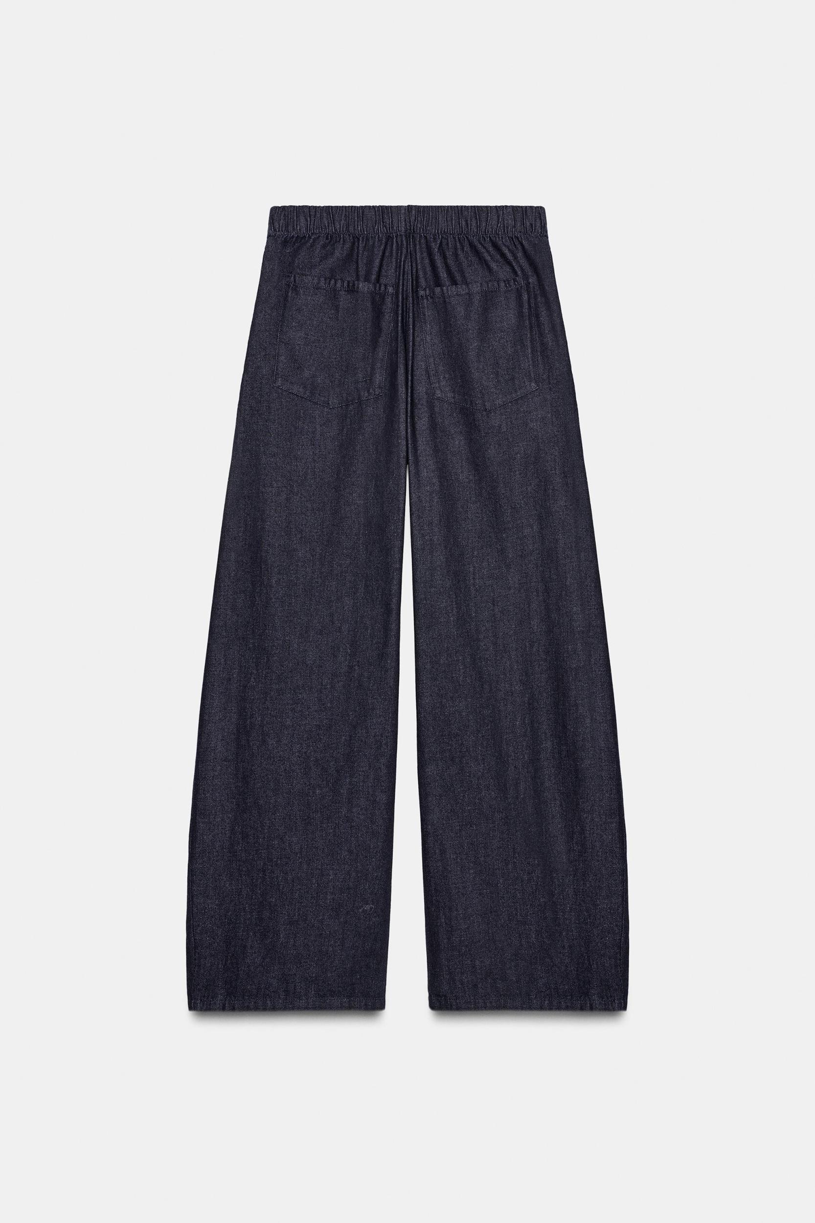PLEATED FAUX DENIM PANTS Product Image