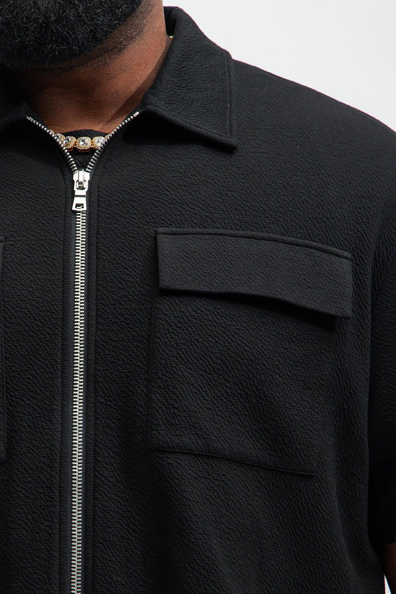 Lewis Zip Up Shirt - Black Product Image