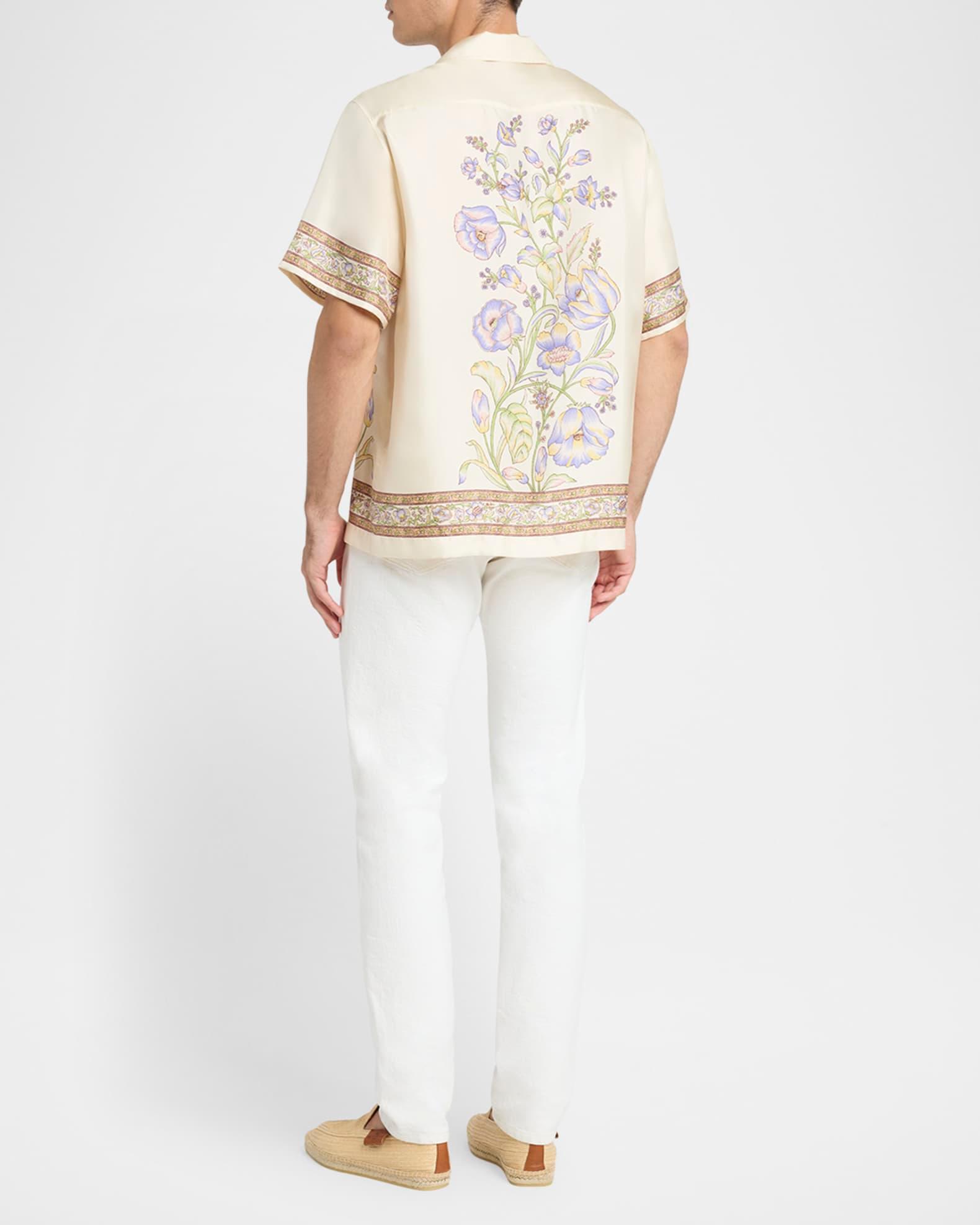 Men's Floral Silk Bowling Shirt Product Image
