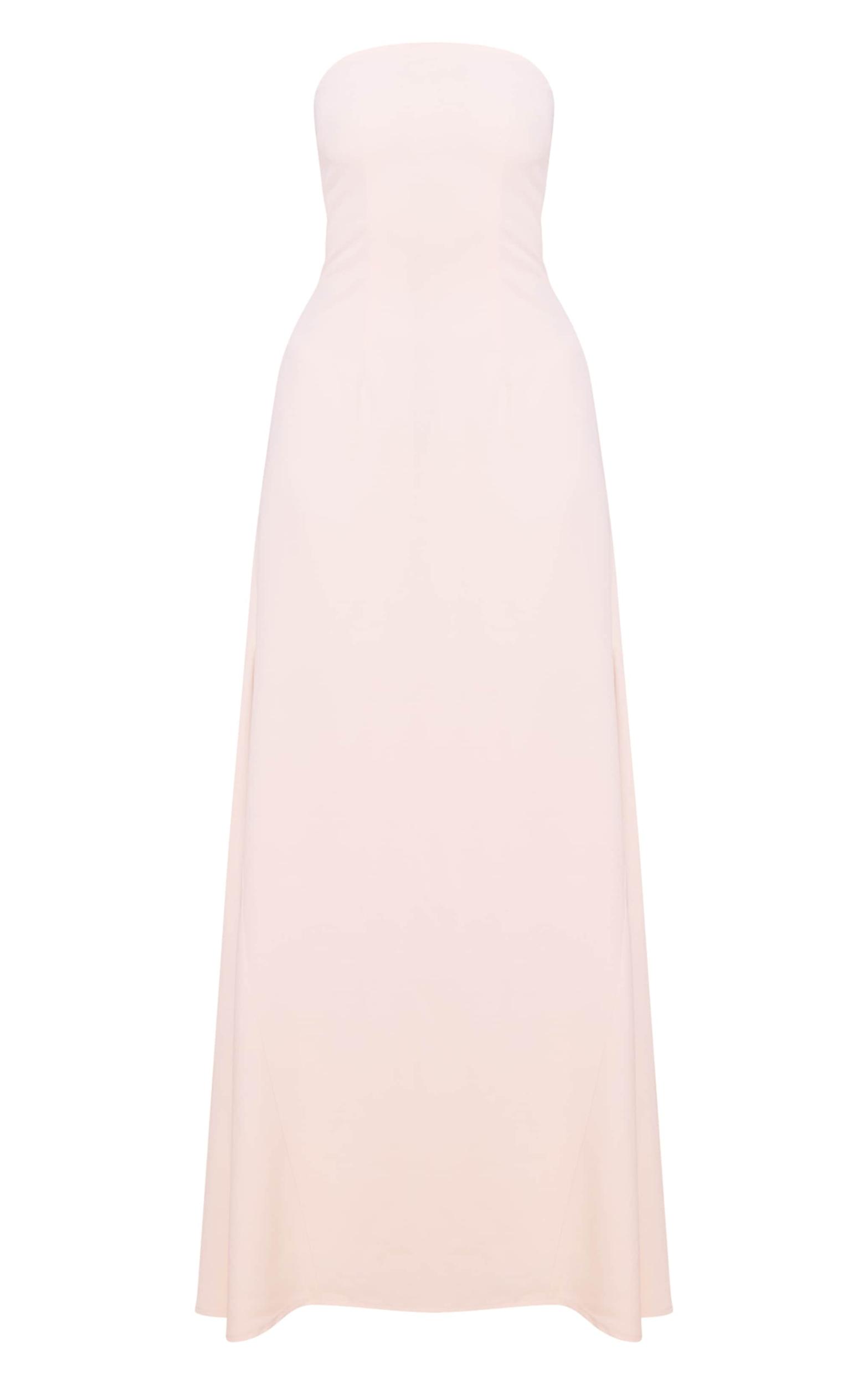 Cream Tailored Woven Bandeau Maxi Dress Product Image