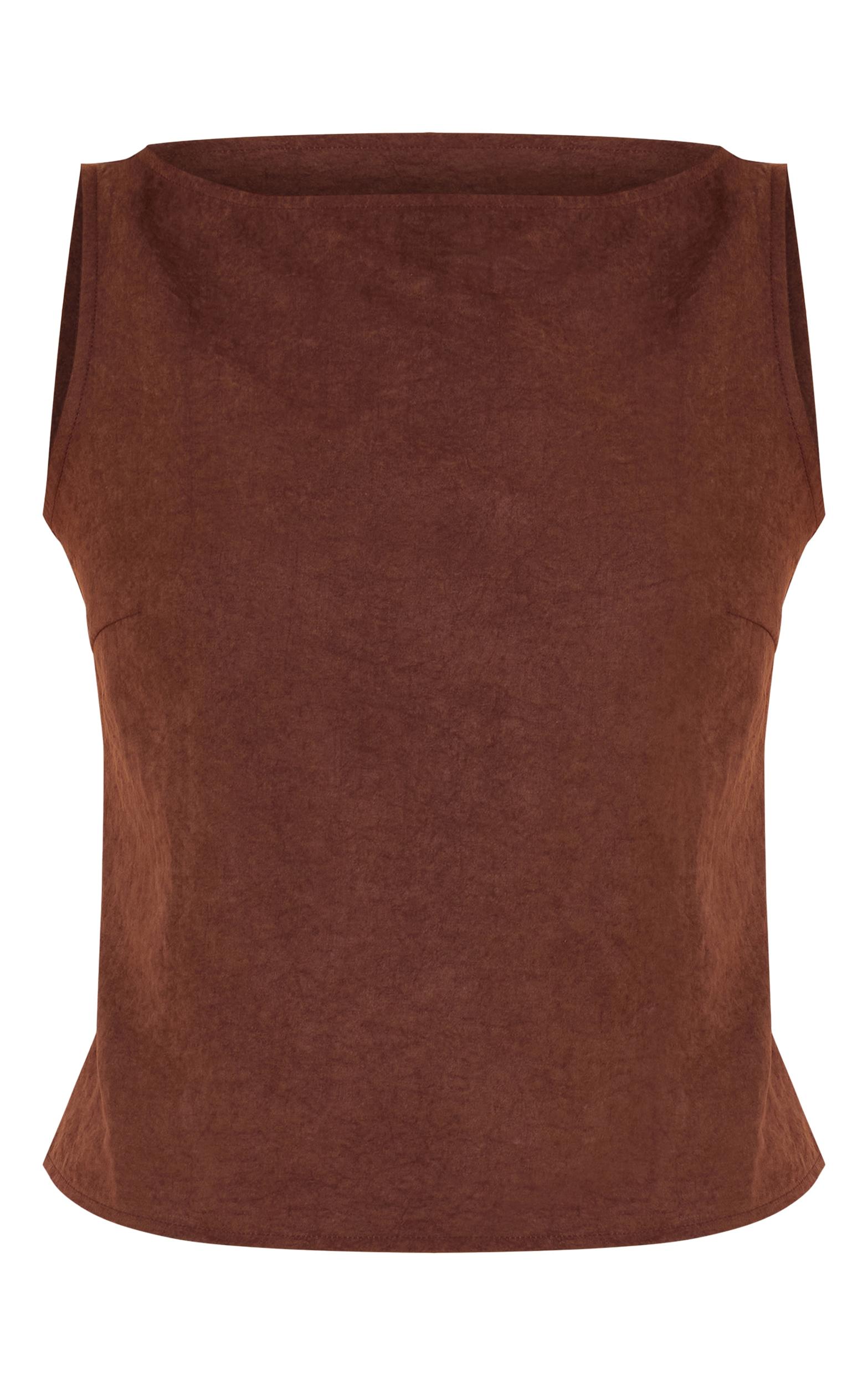 Chocolate Faux Suede Boatneck Top Product Image