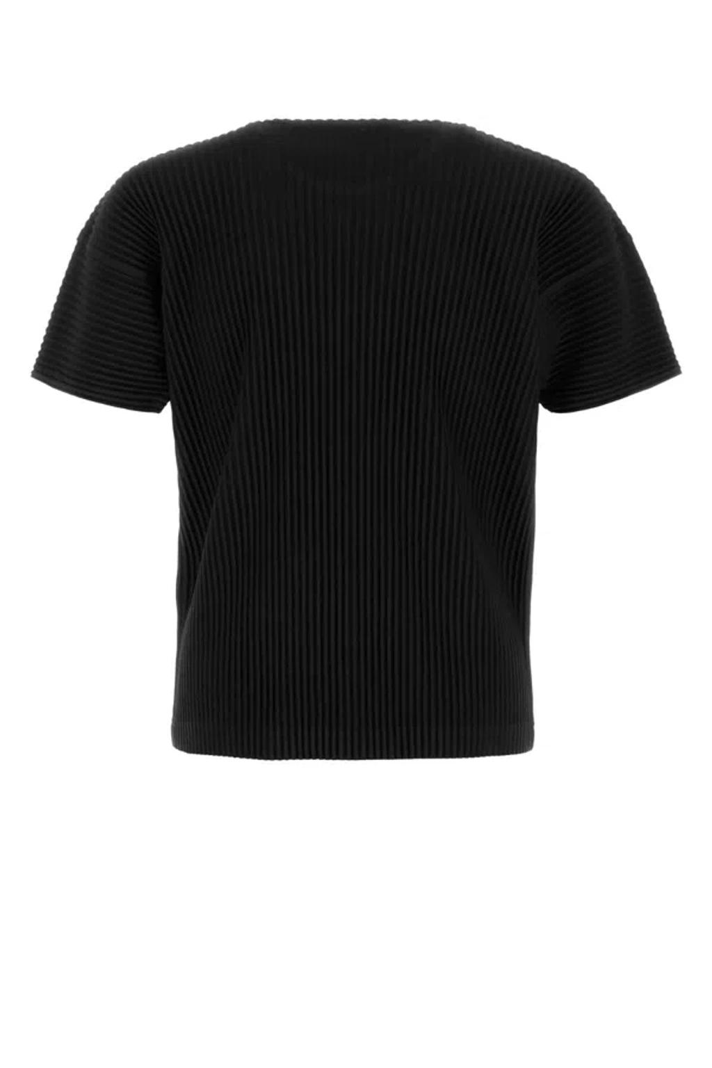 ISSEY MIYAKE Ribbed Crew Neck Short Sleeve T-shirt In Black Product Image
