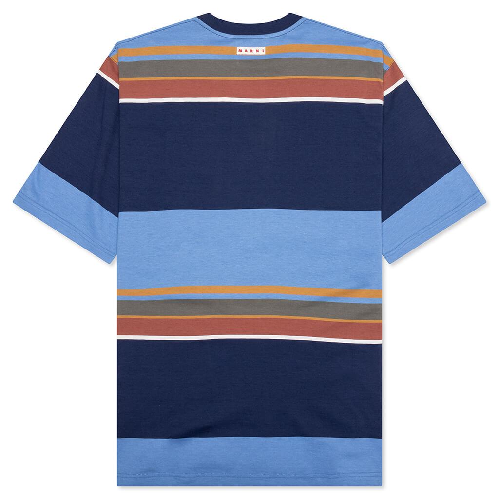 Striped Organic Cotton T-Shirt - Glass Blue Male Product Image